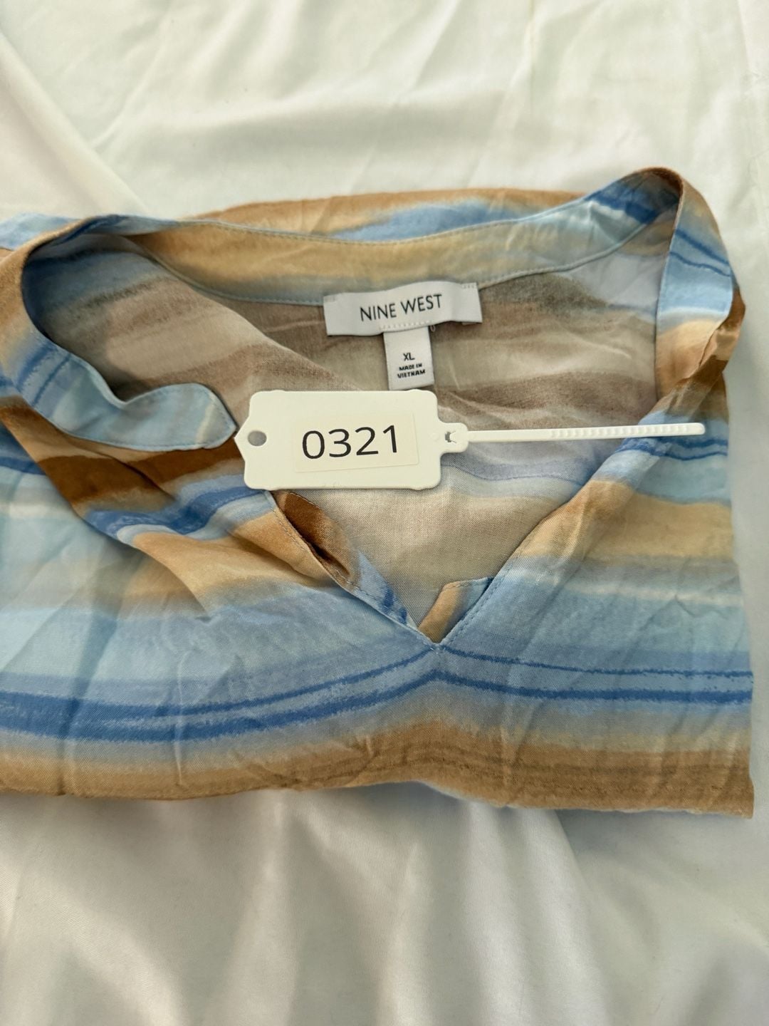 MADEWELL Crinkle Hayden Popover Top in Stripe S 13