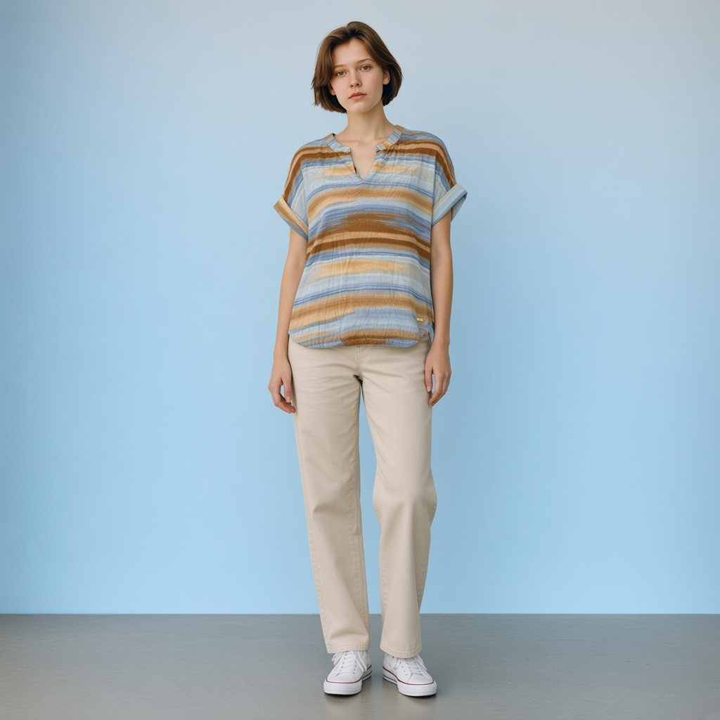 MADEWELL Crinkle Hayden Popover Top in Stripe S 15