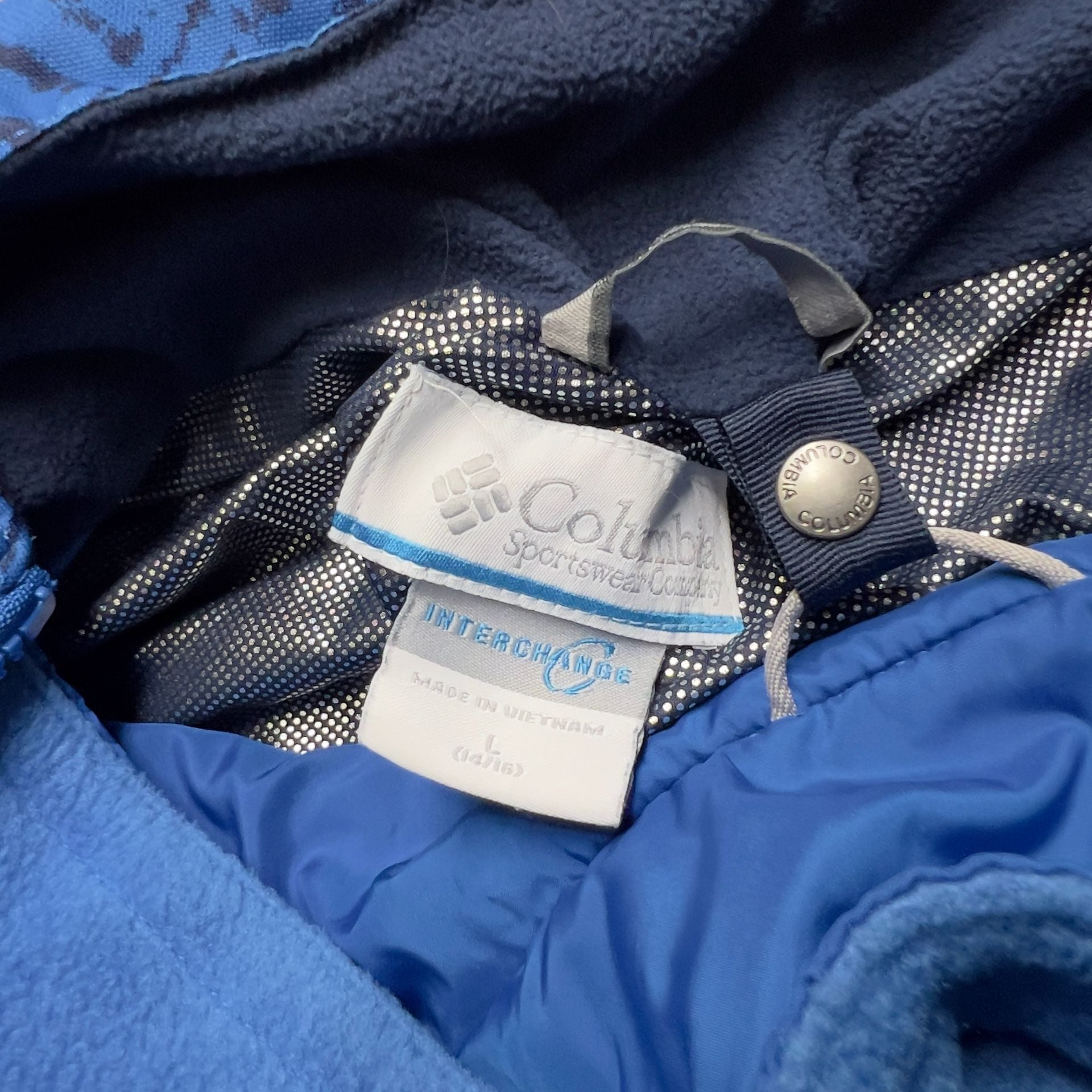 Columbia Interchange Youth Jacket Size L (14/16) Blue Omni-Tech Reversible Top 6
