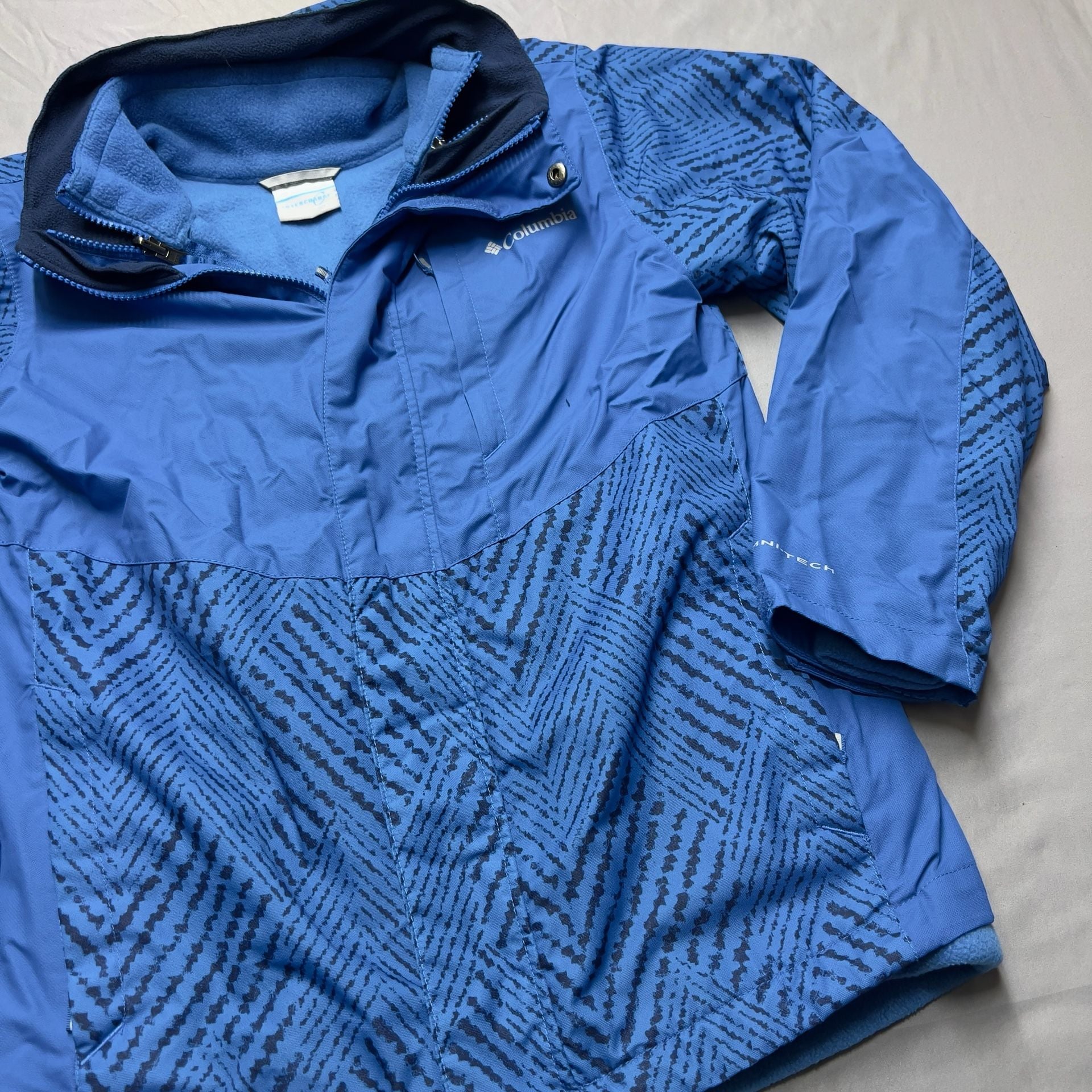 Columbia Interchange Youth Jacket Size L (14/16) Blue Omni-Tech Reversible Top 14