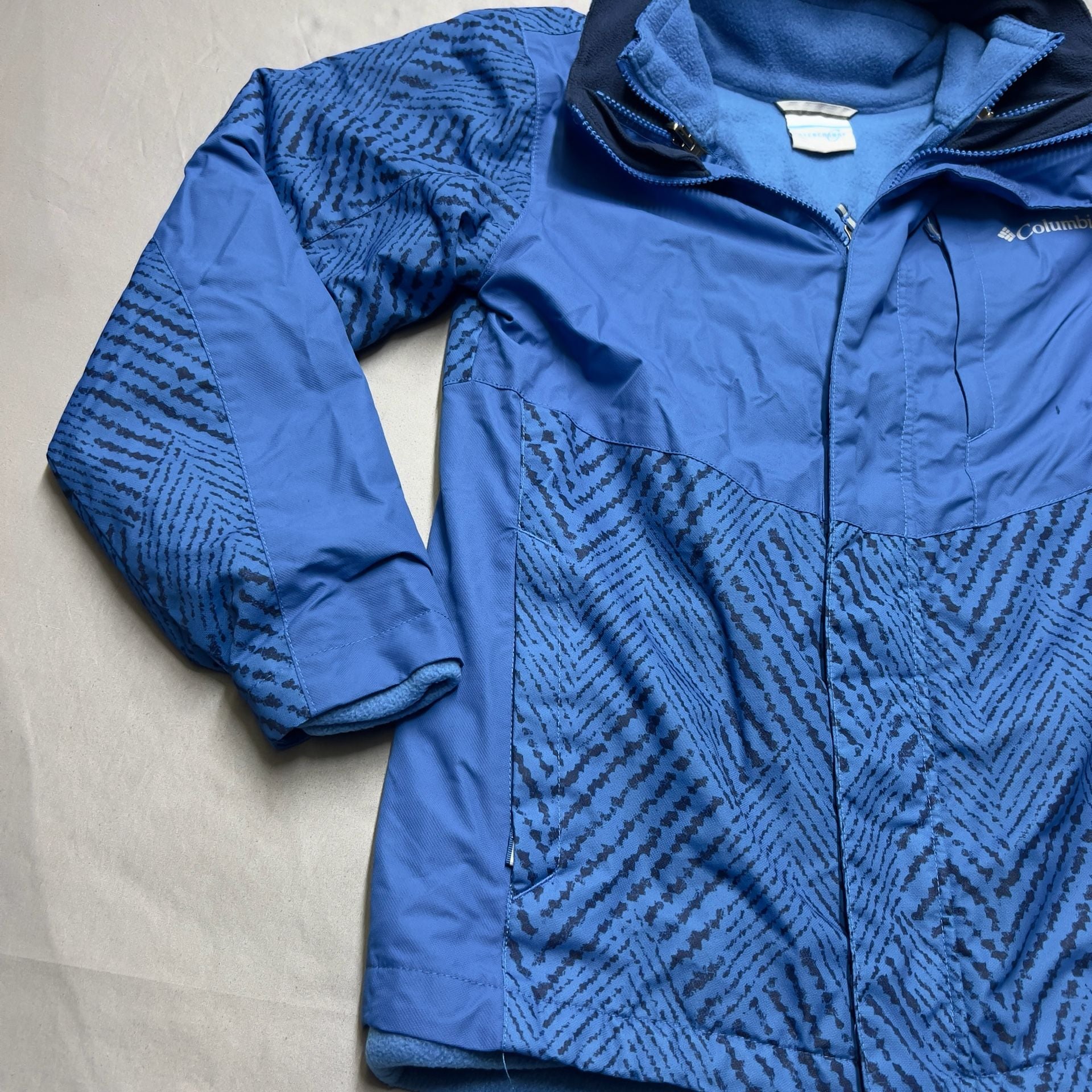 Columbia Interchange Youth Jacket Size L (14/16) Blue Omni-Tech Reversible Top 15