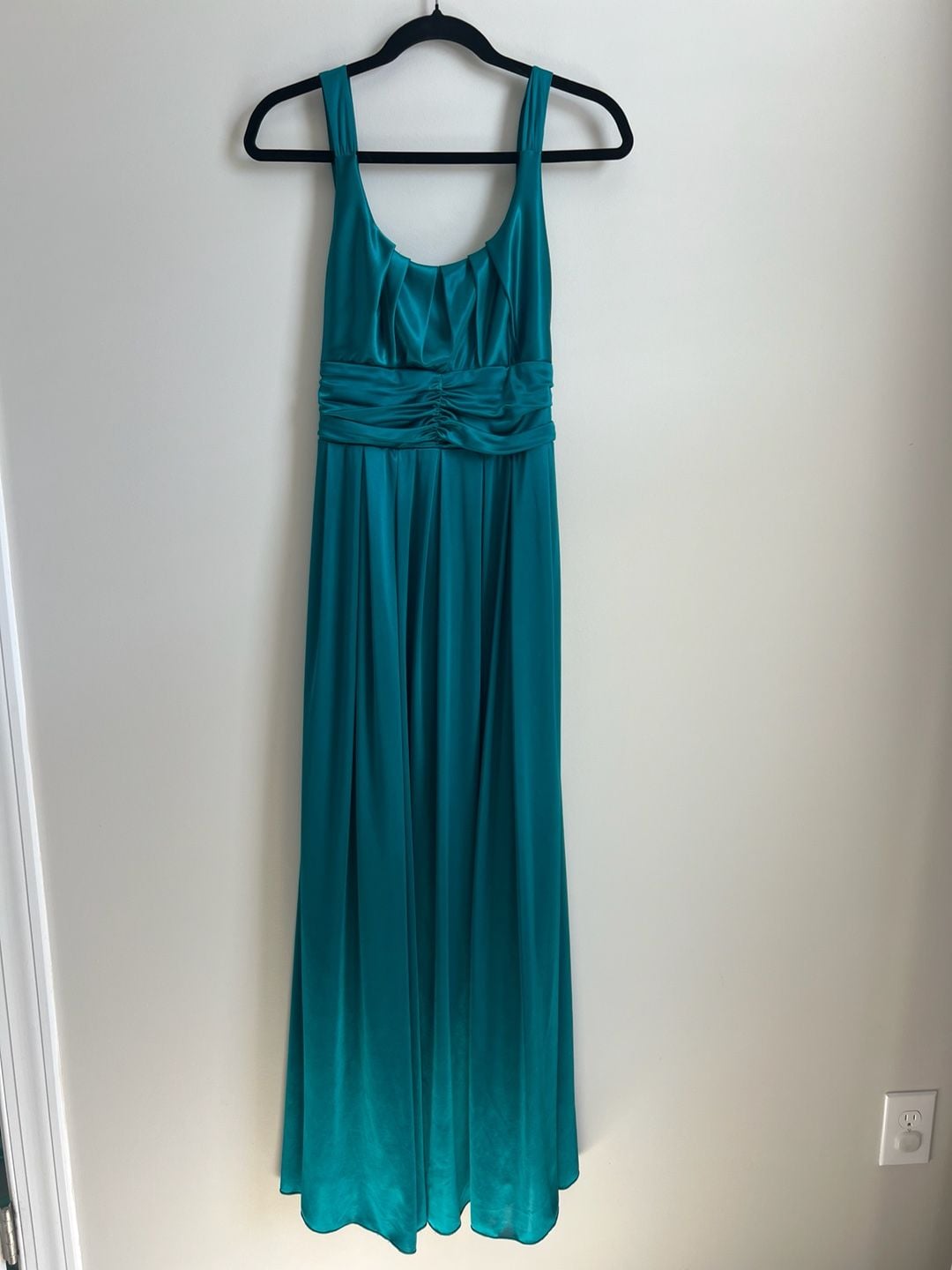 Teal Satin Evening Gown Dress 2