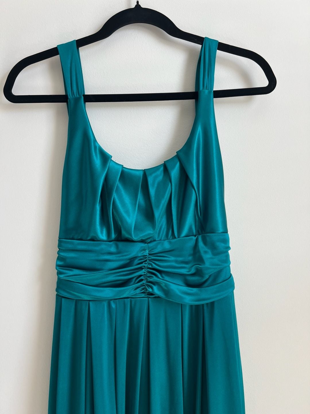 Teal Satin Evening Gown Dress 3