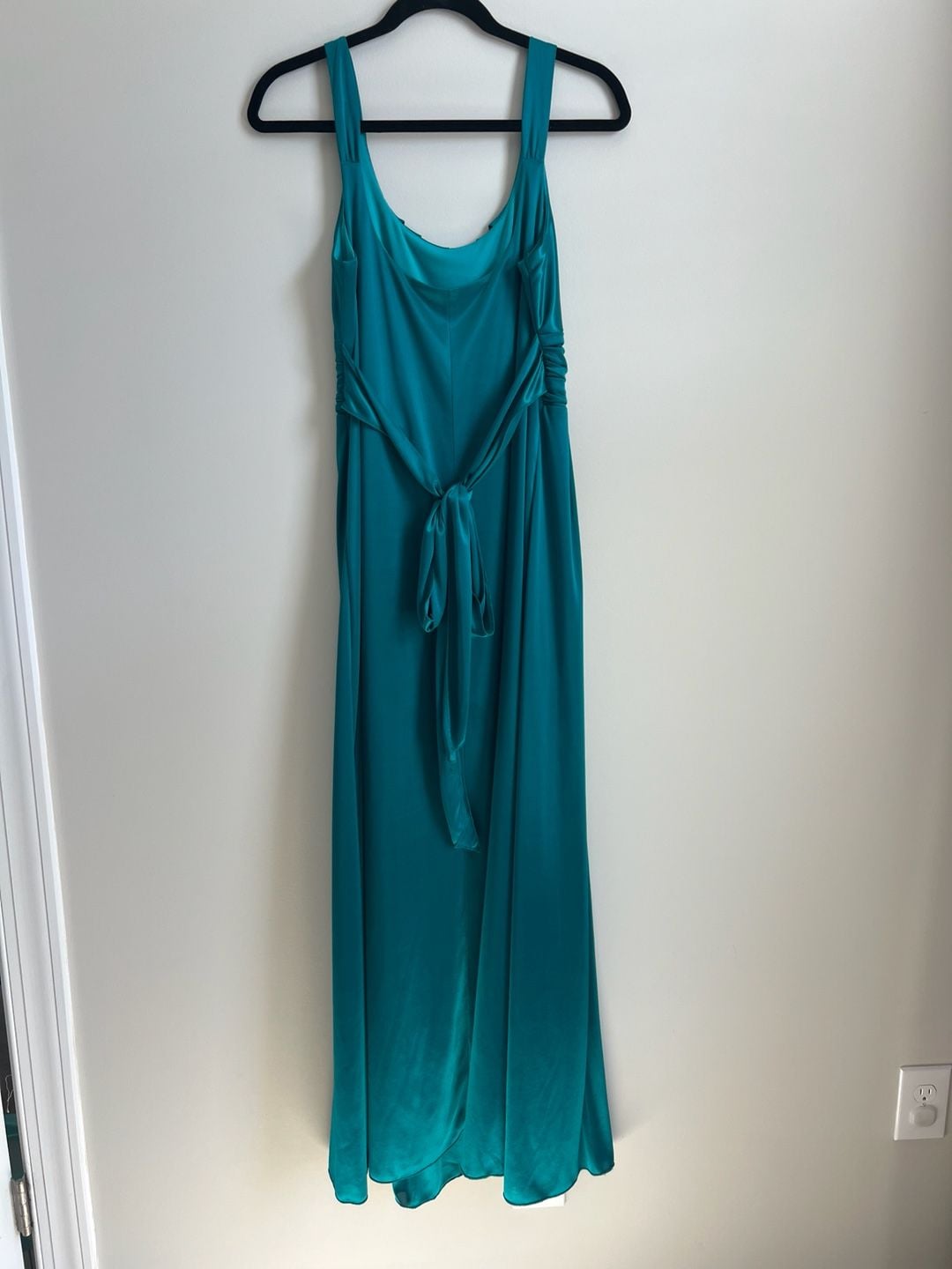 Teal Satin Evening Gown Dress 4