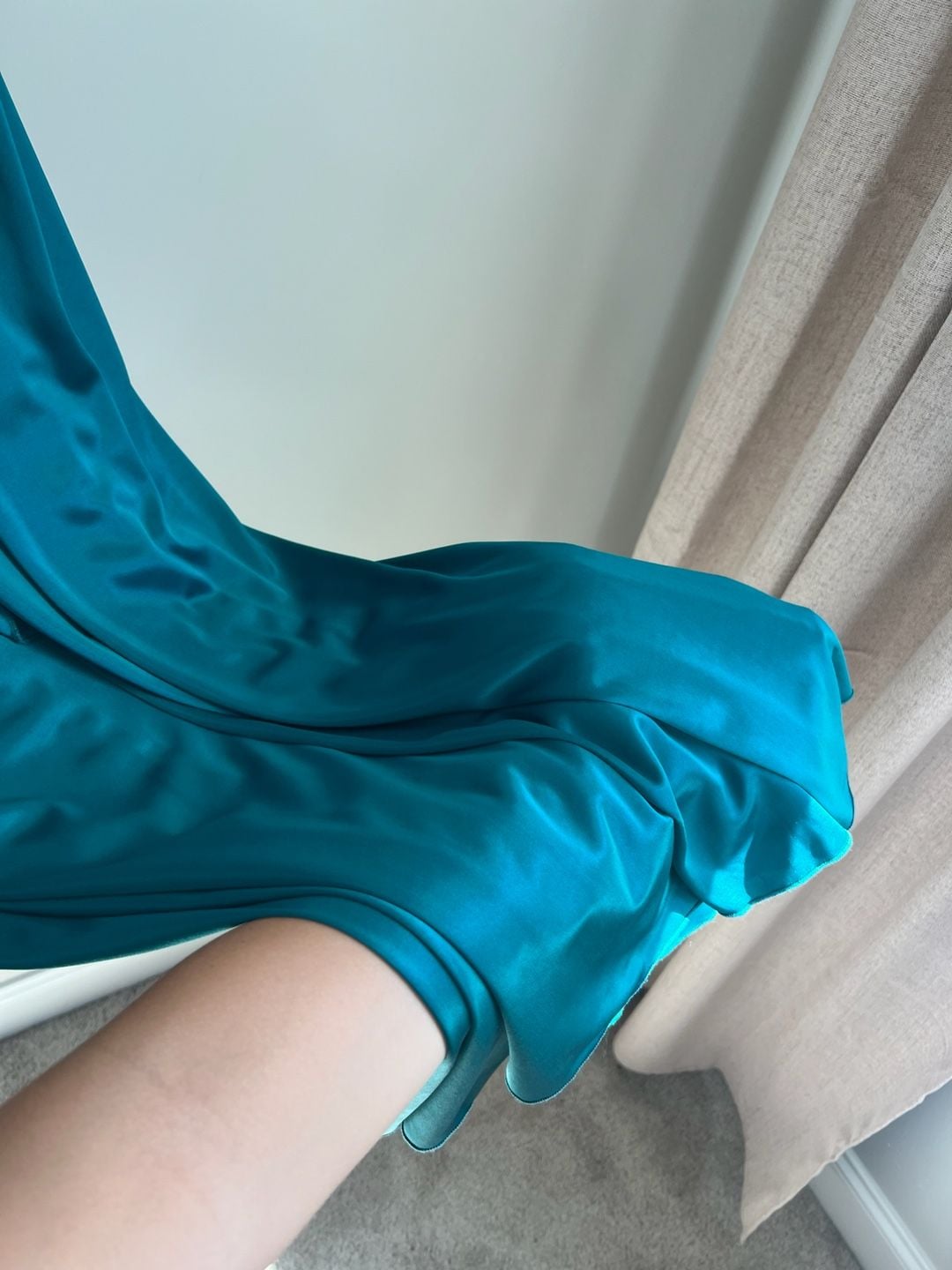 Teal Satin Evening Gown Dress 6