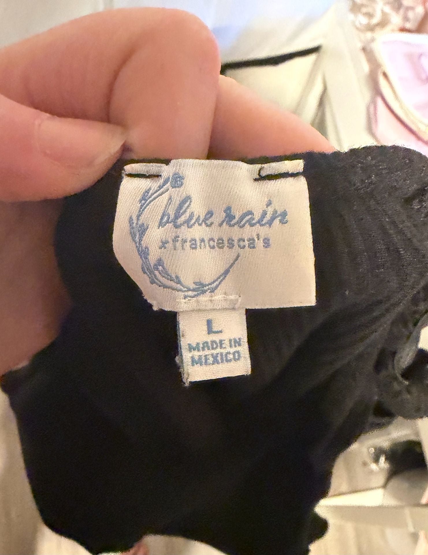 blue rain x francesca's Bodysuit Size L Black Ribbed Ruffle Strap 7