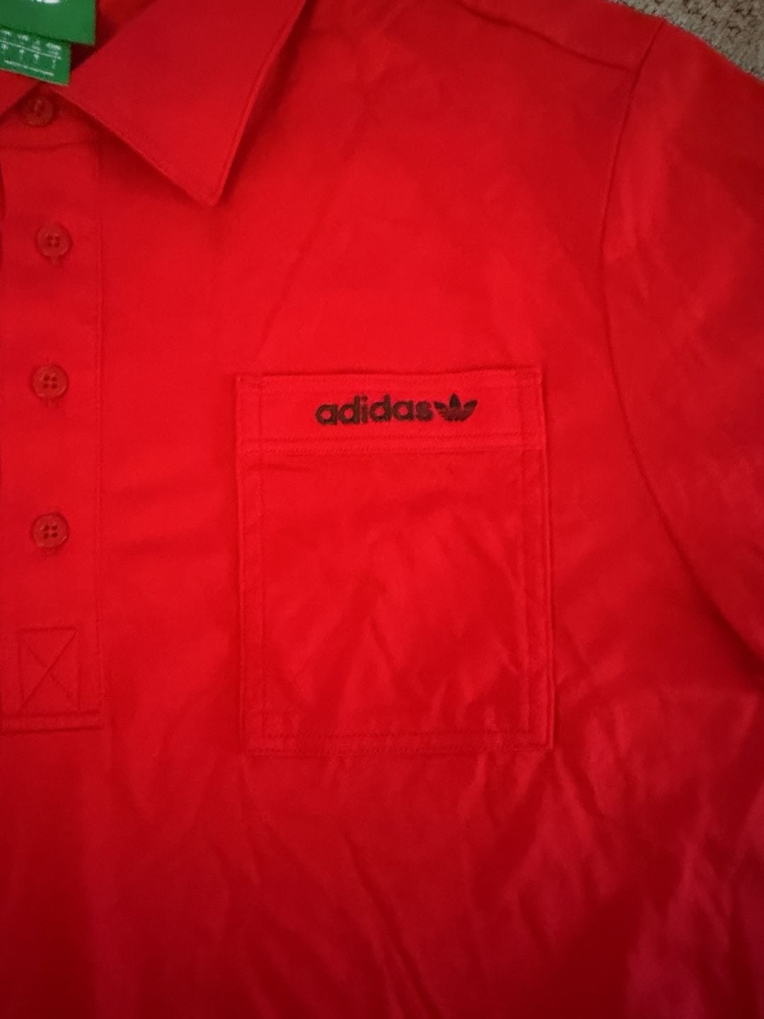 Adidas Originals Polo Shirt Size L Red Pocket Logo New 4