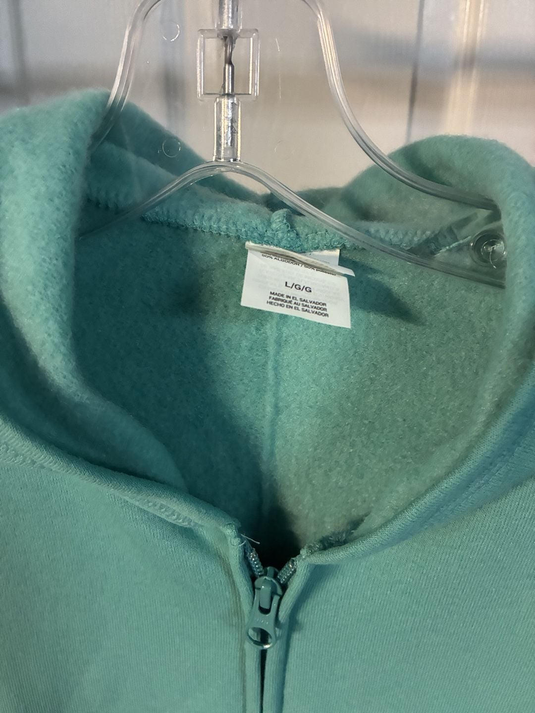Gildan Full Zip Hoodie Size L Mint Green Fleece Sweatshirt 3
