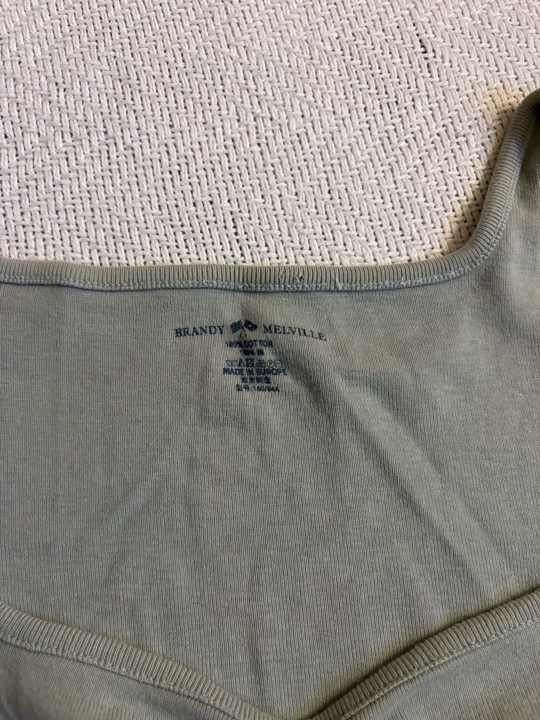 Brandy Melville Ruched Sweetheart Top Sage Green Cotton 3