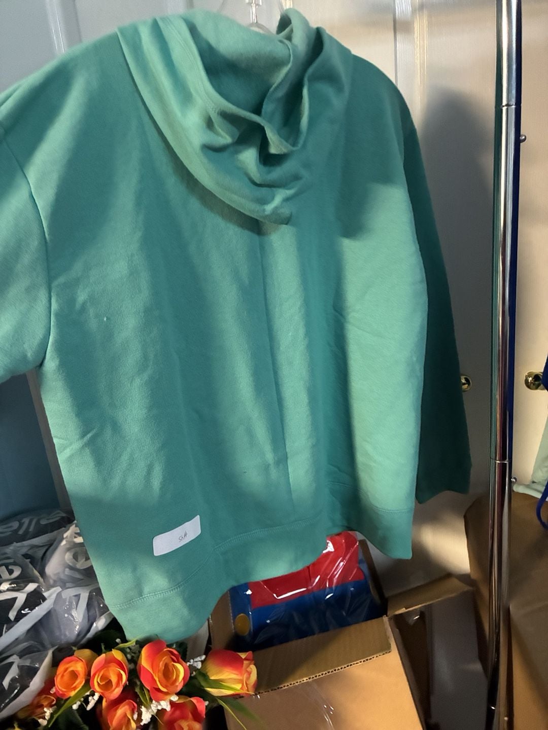 Gildan Full Zip Hoodie Size L Mint Green Fleece Sweatshirt 4