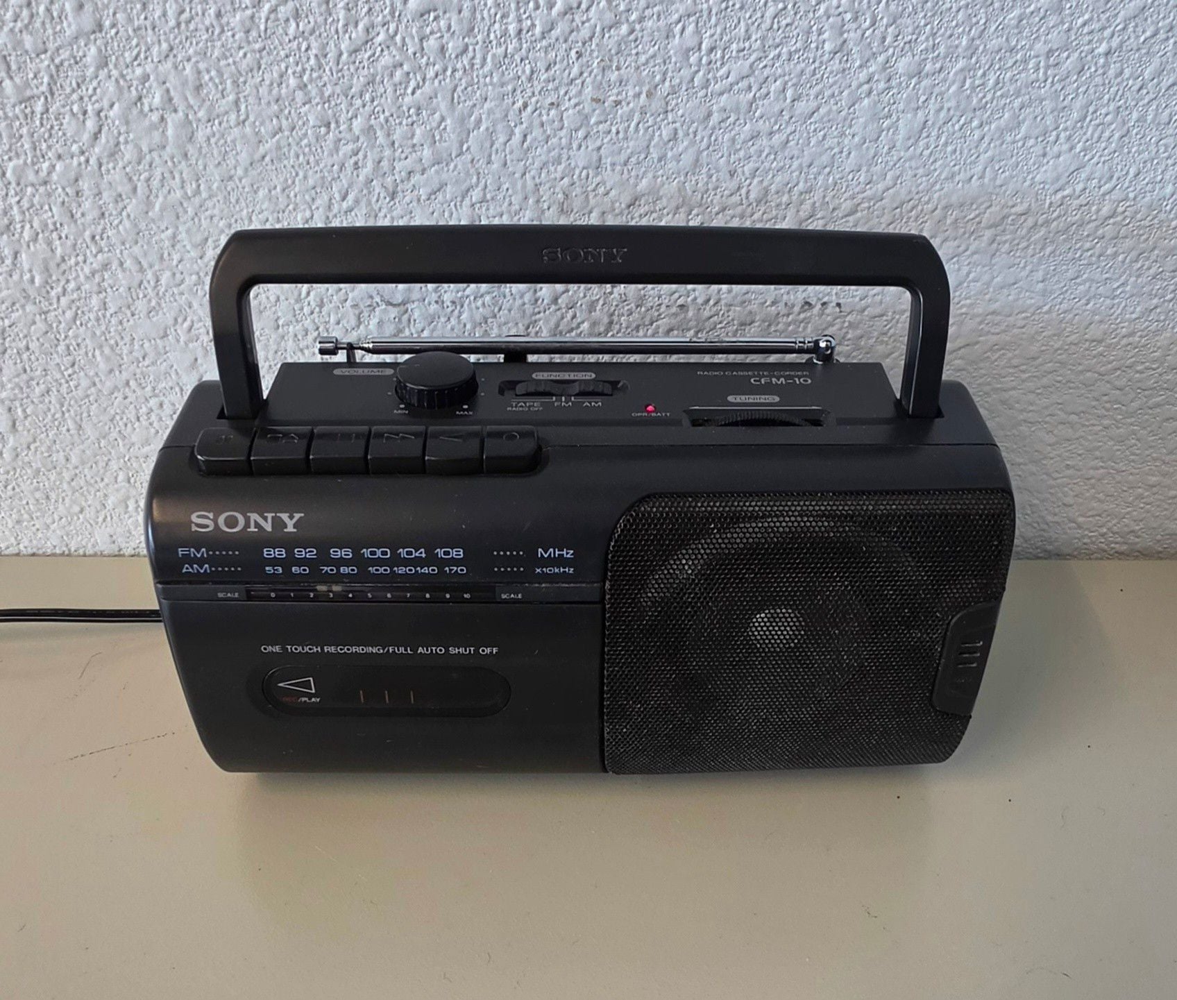 Sony CFM-10 AM/FM Radio Cassette-Corder Boombox Black Tested and Works! 544 1