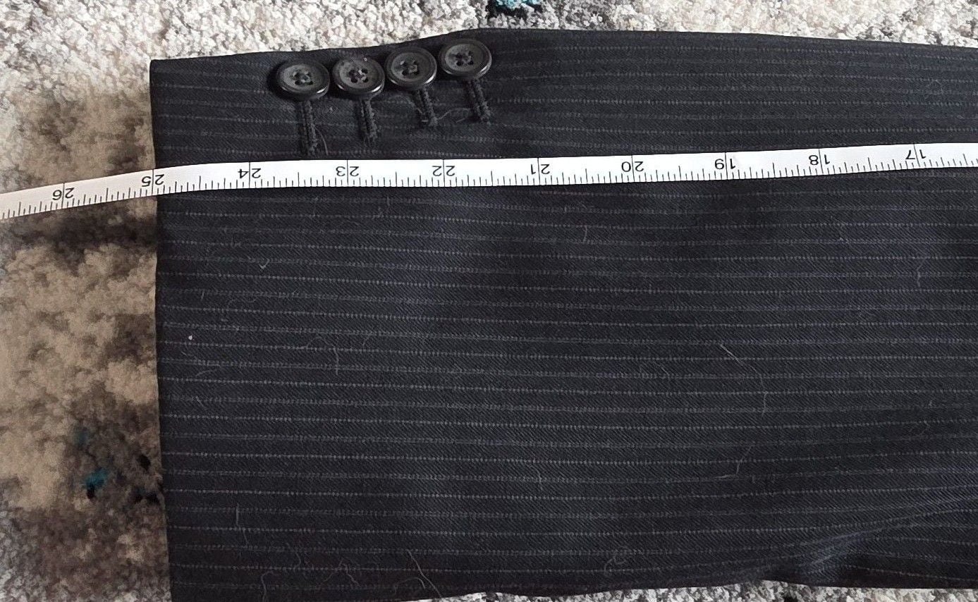 J. Ferrar Pinstripe Wool Blazer Suit Jacket Black 11