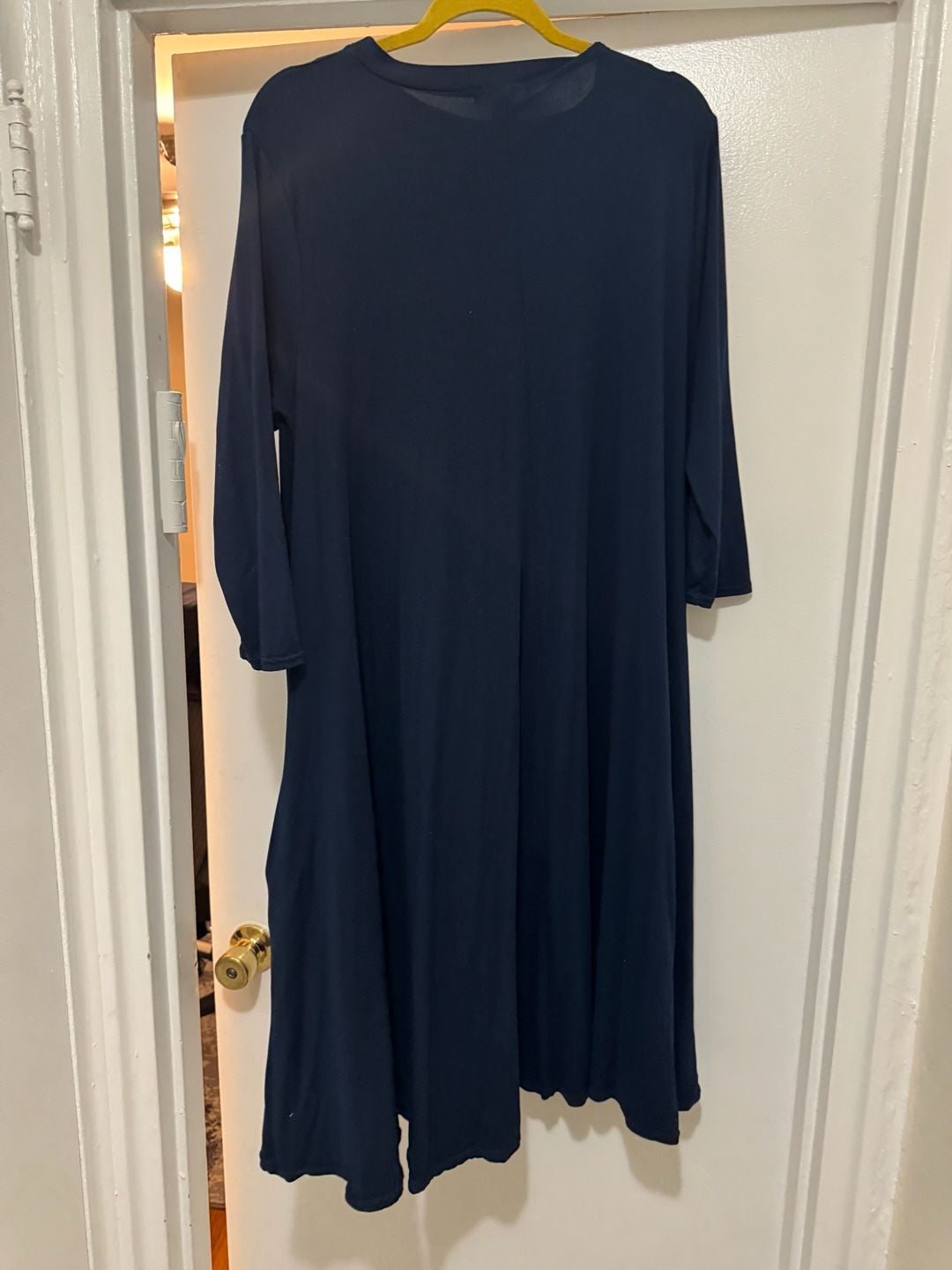 CHI-CHI Long Sleeve Maxi Dress Size L Navy Blue Swing Tunic Dress 5