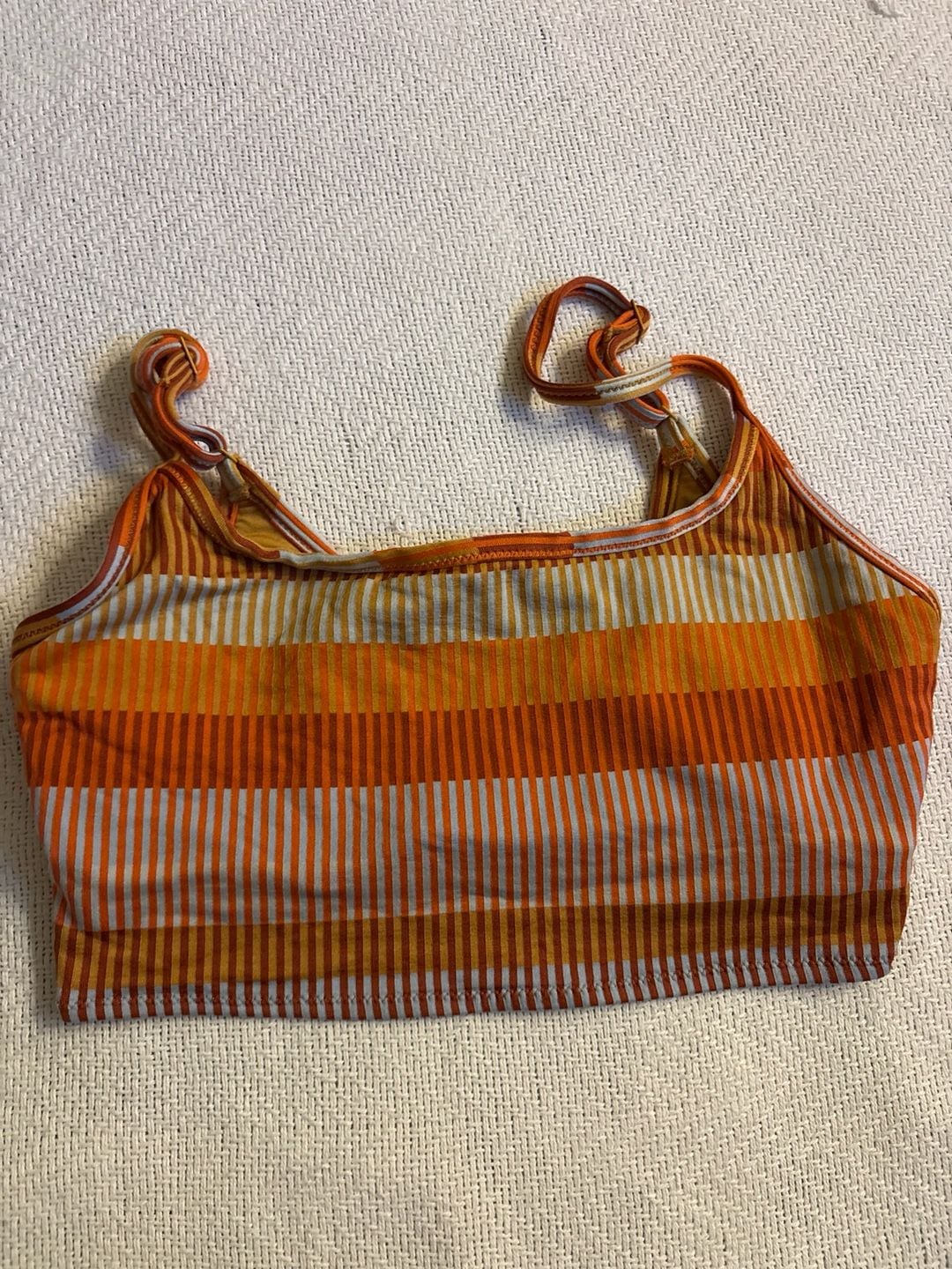 Aerie Striped Bikini Top Orange Yellow 2