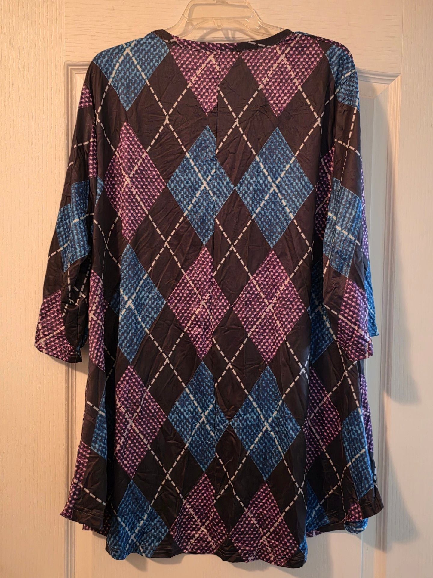 Azalea by Firemani Tunic Top Shirt Size 4X Multicolor Argyle Pattern 3