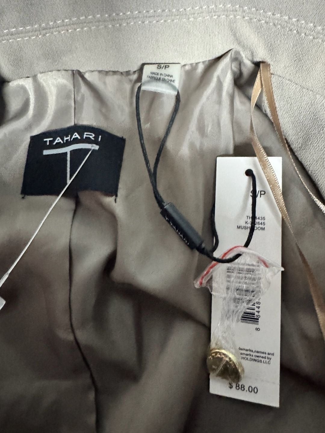 Tahari Blazer Size S Open Front Tan Crepe Jacket 4