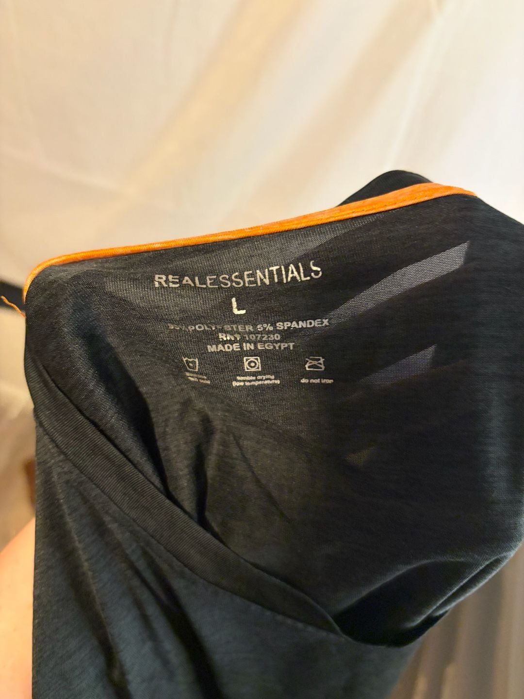 Real Essentials Athletic T-Shirt Size L Black Orange Activewear 3