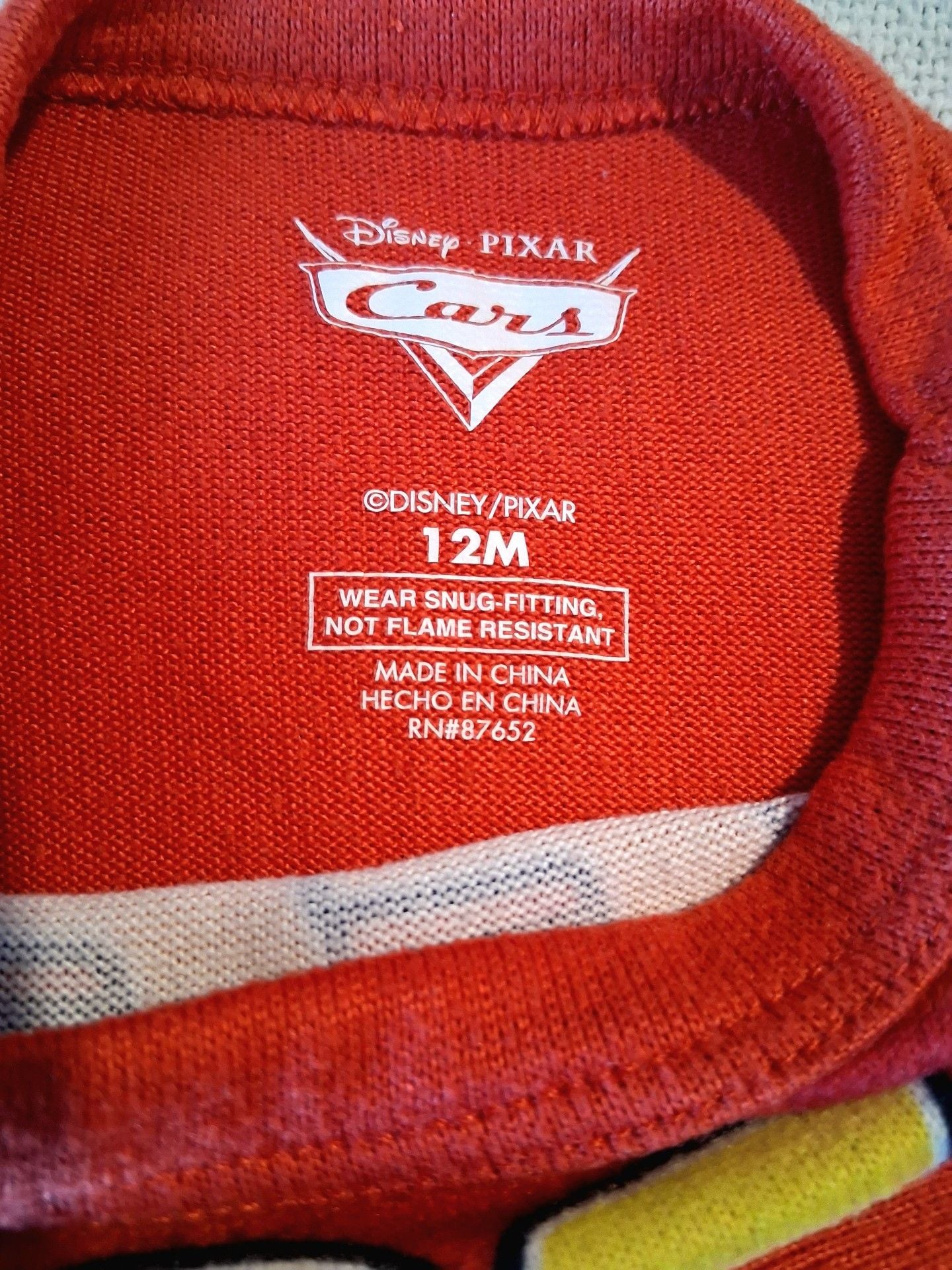 Disney Pixar Cars Lightning McQueen Pajama Set Size 12M 3