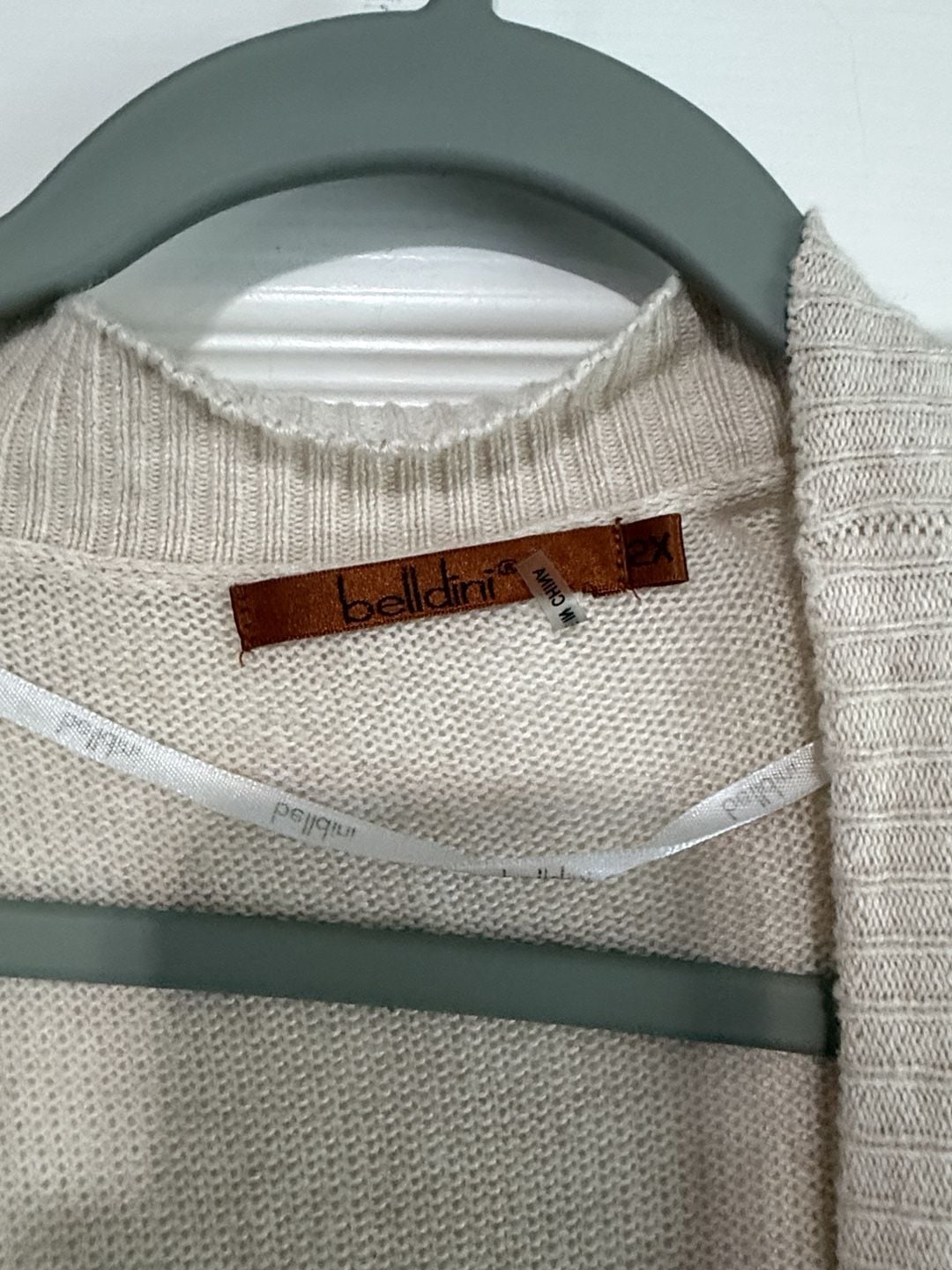 Beldini Open Front Long Cardigan Size 2X Beige Knit Duster 3