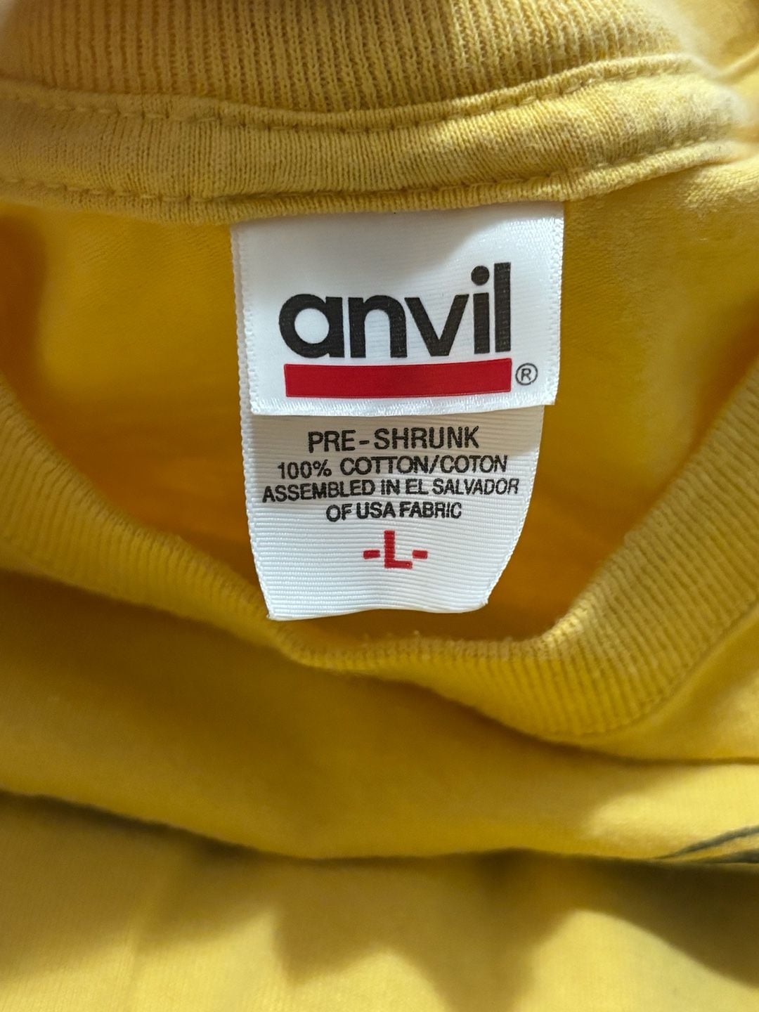 Vintage Y2K Peace Keeper Rock Out Graphic T-Shirt Yellow Anvil Large 4