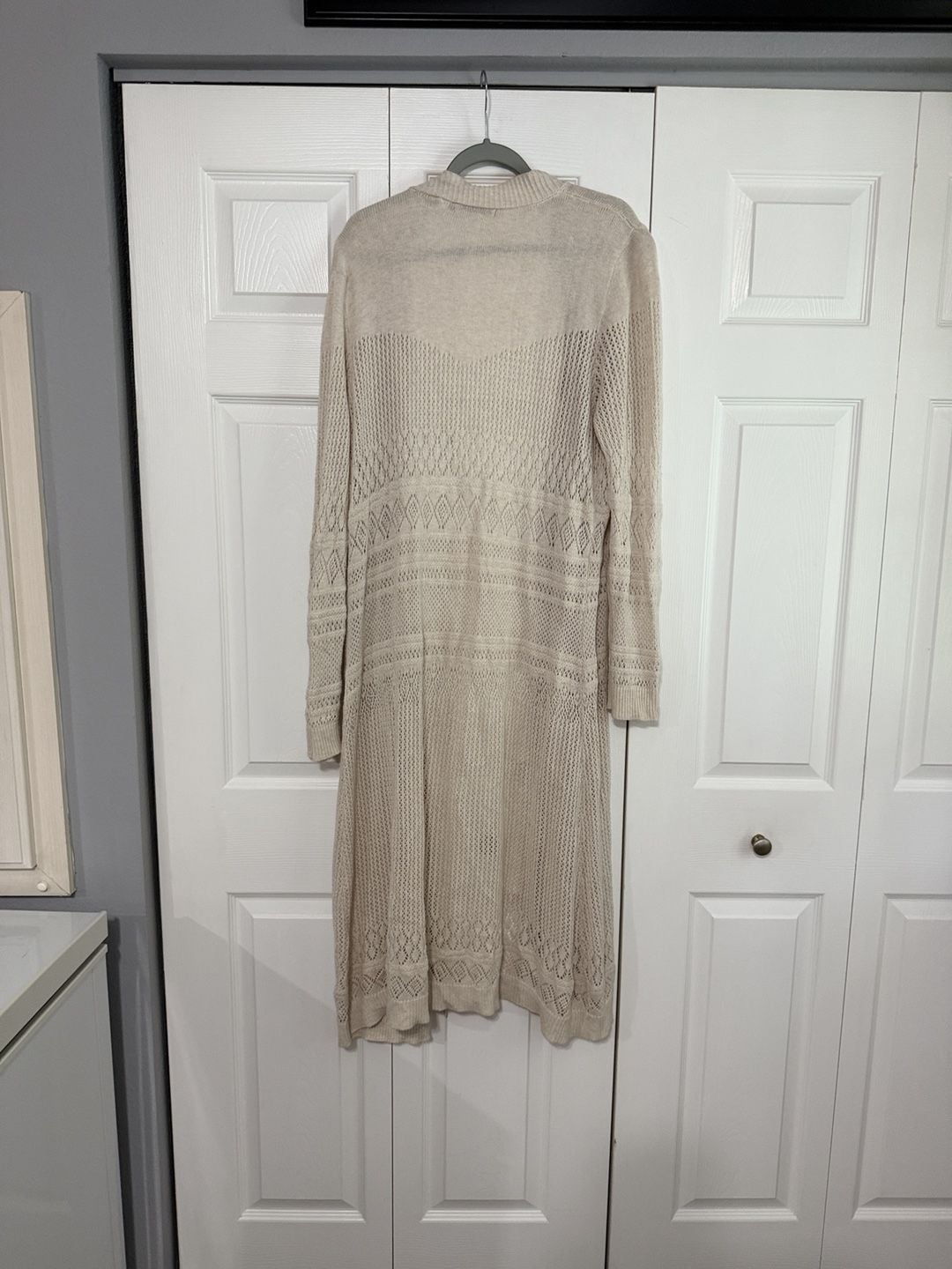 Beldini Open Front Long Cardigan Size 2X Beige Knit Duster 4