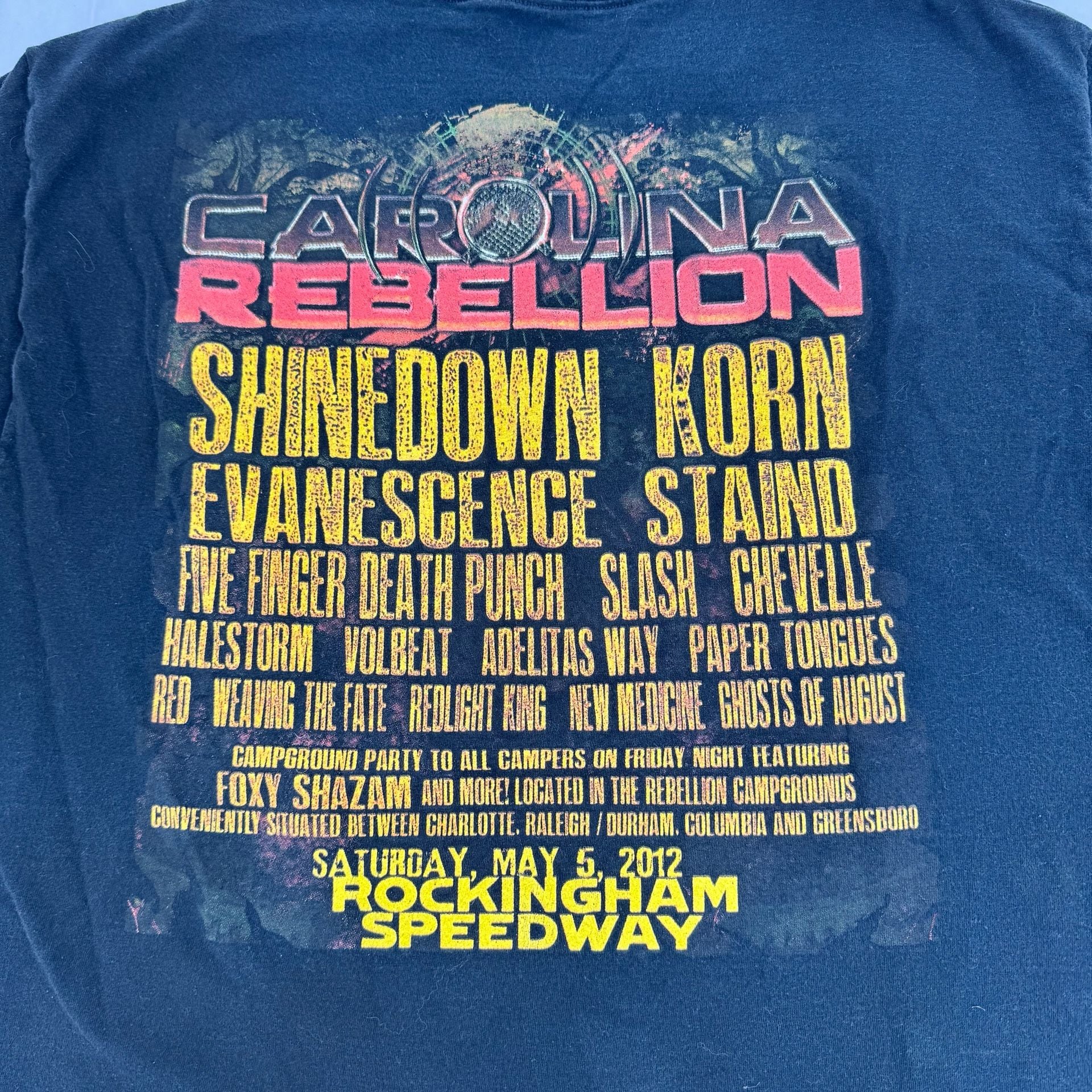 Y2K Carolina Rebellion 2012 Rockingham Speedway Concert T-Shirt Black 5