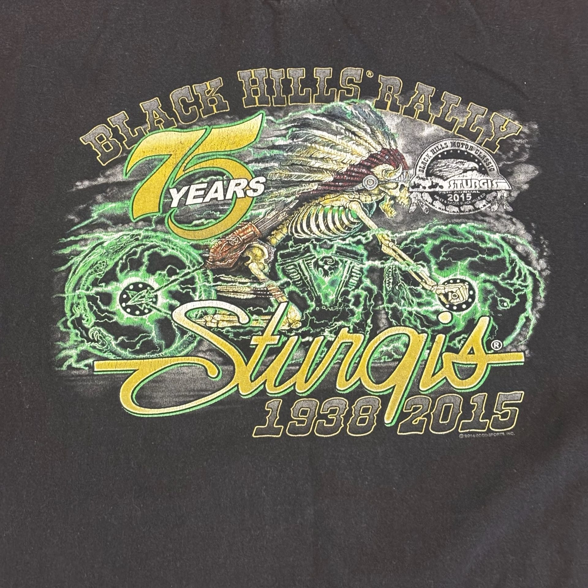 2015 Sturgis 75 Years T-Shirt Size XL Black Cotton 3