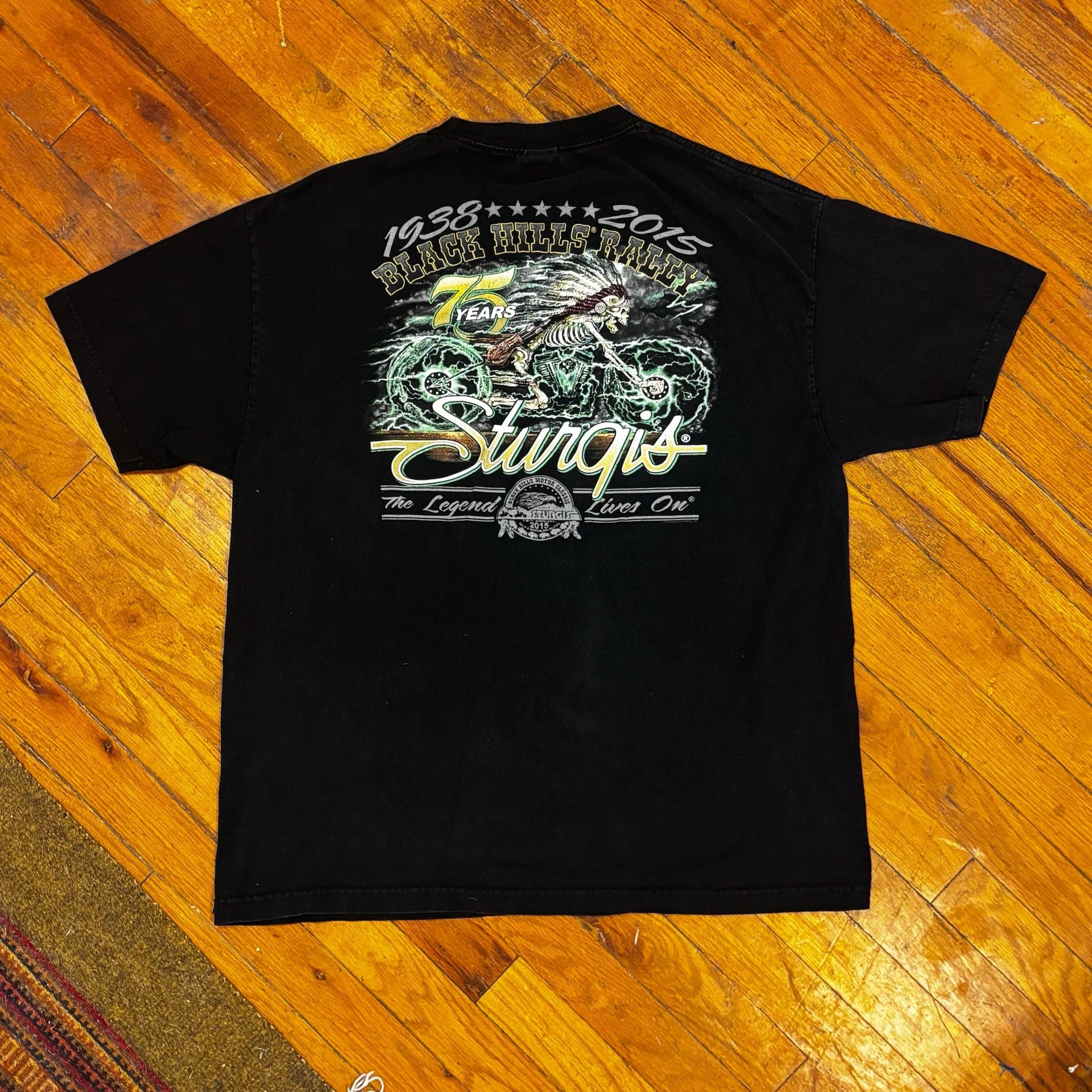 2015 Sturgis 75 Years T-Shirt Size XL Black Cotton 4