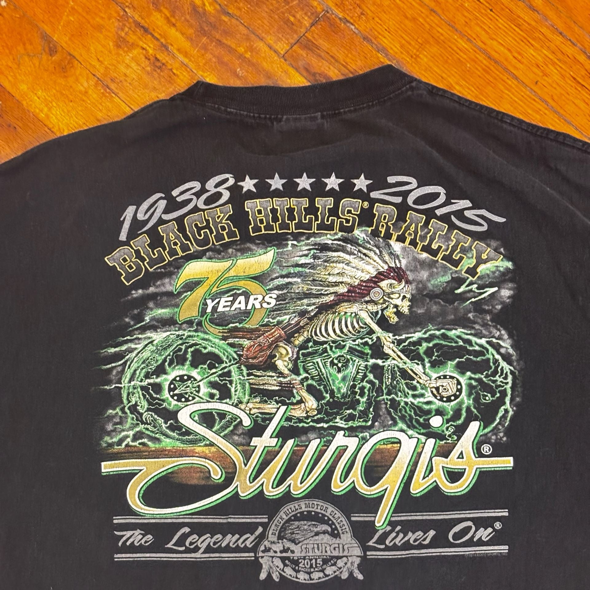 2015 Sturgis 75 Years T-Shirt Size XL Black Cotton 5