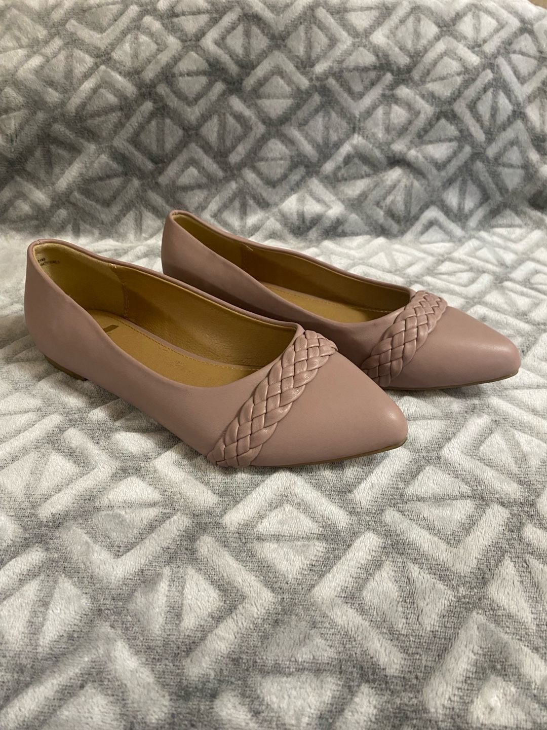 Report Pointed Toe Flats Size 7W Pink Braided Slip On Shoes 2