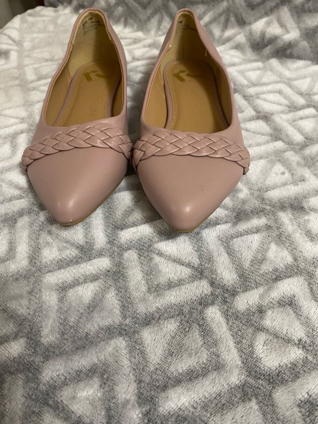 Report Pointed Toe Flats Size 7W Pink Braided Slip On Shoes 3