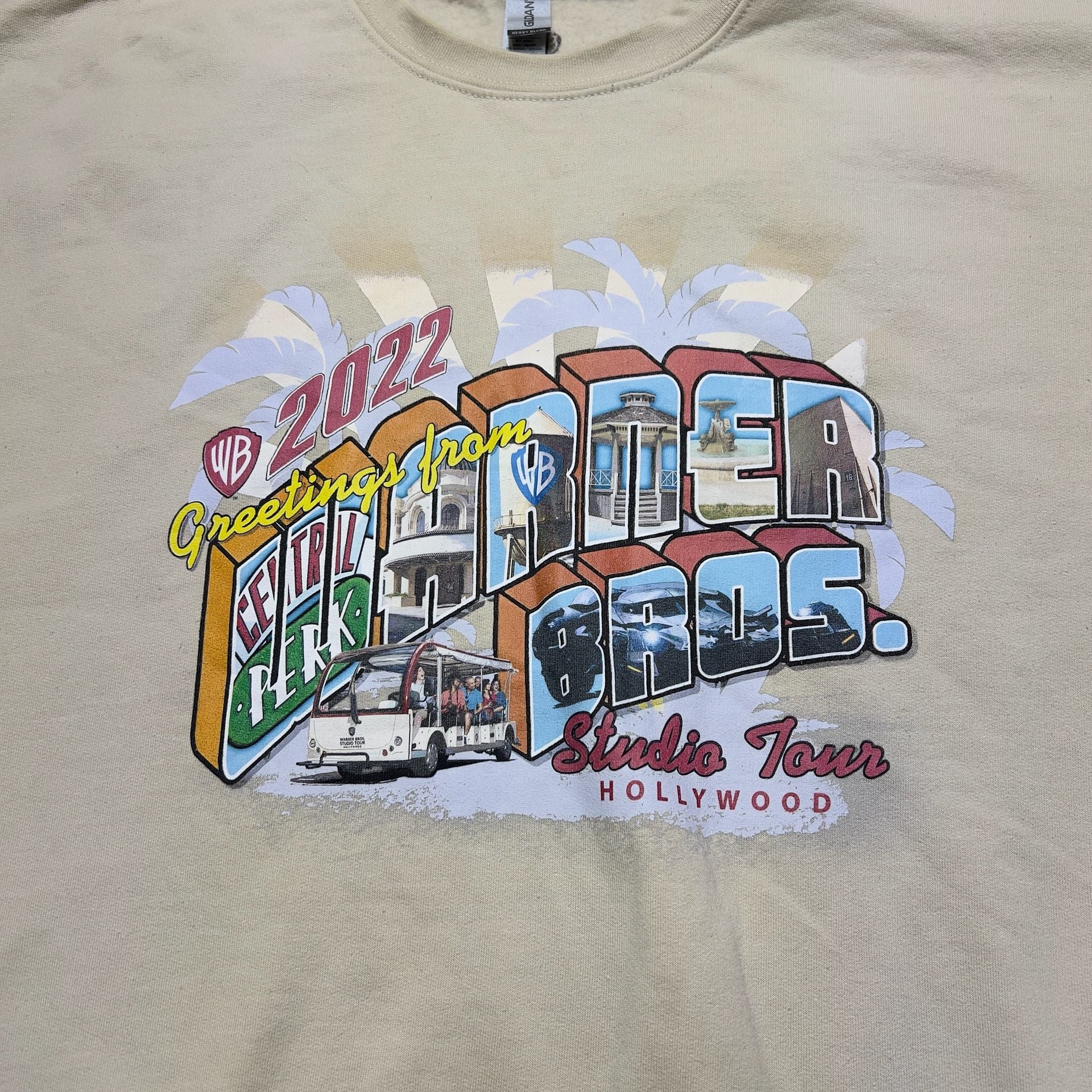 Gildan Warner Bros Studio Tour 2022 Sweatshirt Size 2XL Cream 4