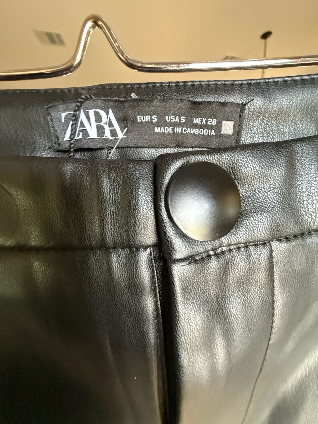 Zara Faux Leather Pants Size S Black 3