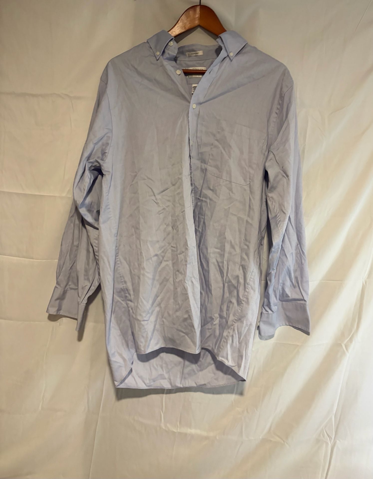 Van Heusen Dress Shirt Size 16 32/33 Blue Pinpoint Regular Fit 3