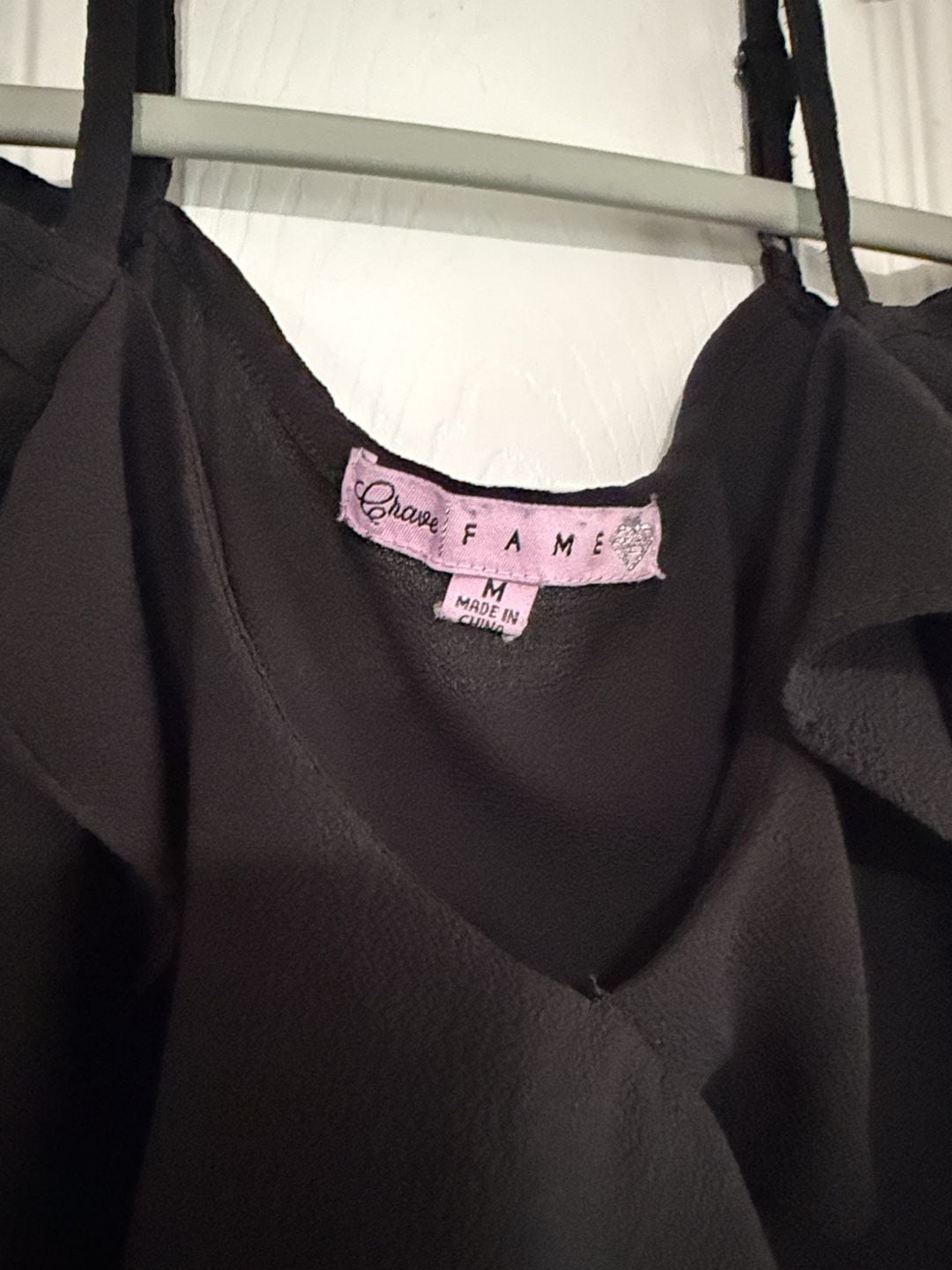 Crave Fame Cold Shoulder Blouse Size M Black Ruffle Top 3