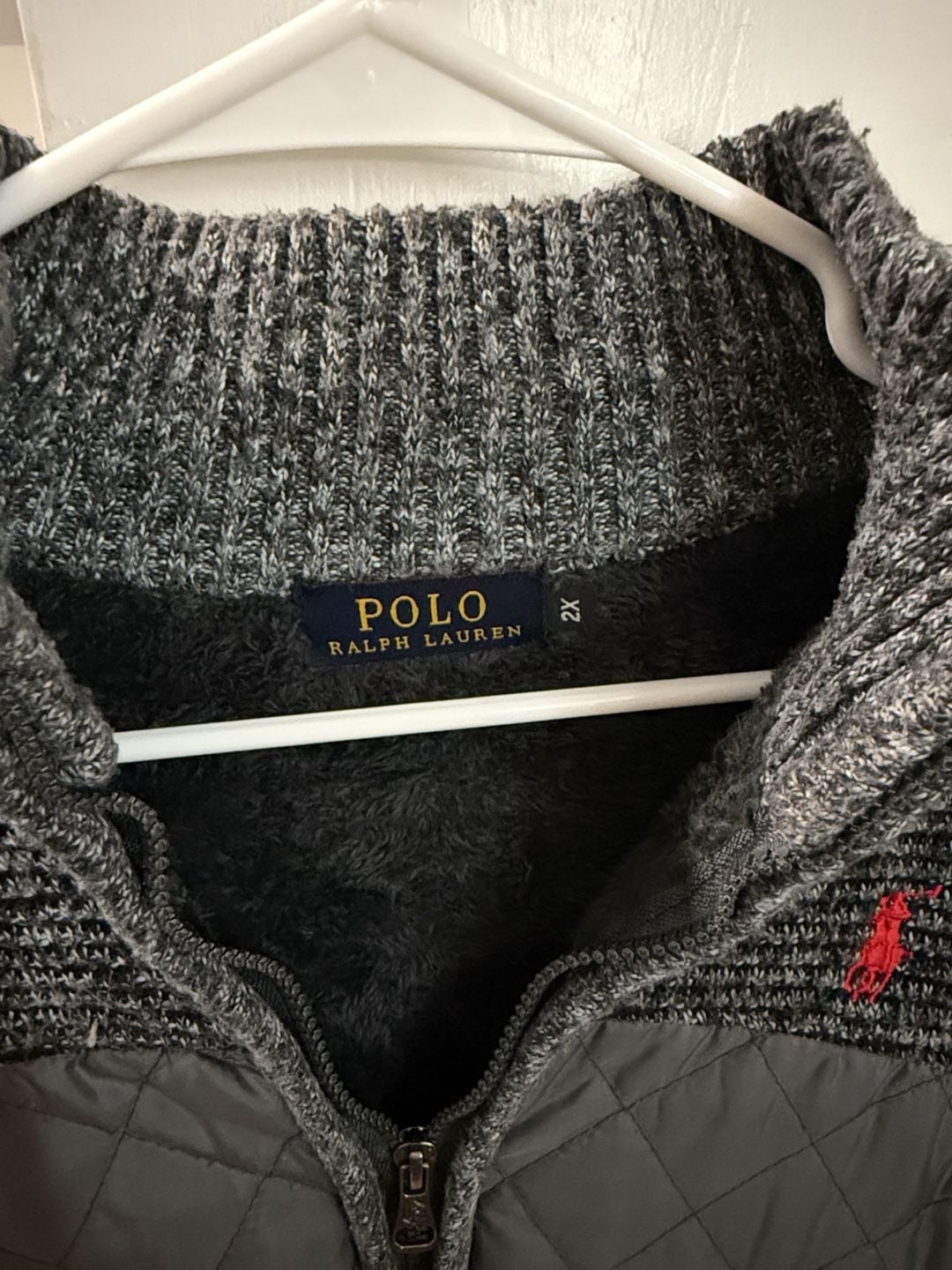 Polo Ralph Lauren Full Zip Quilted Sweater Size 2X Gray 3
