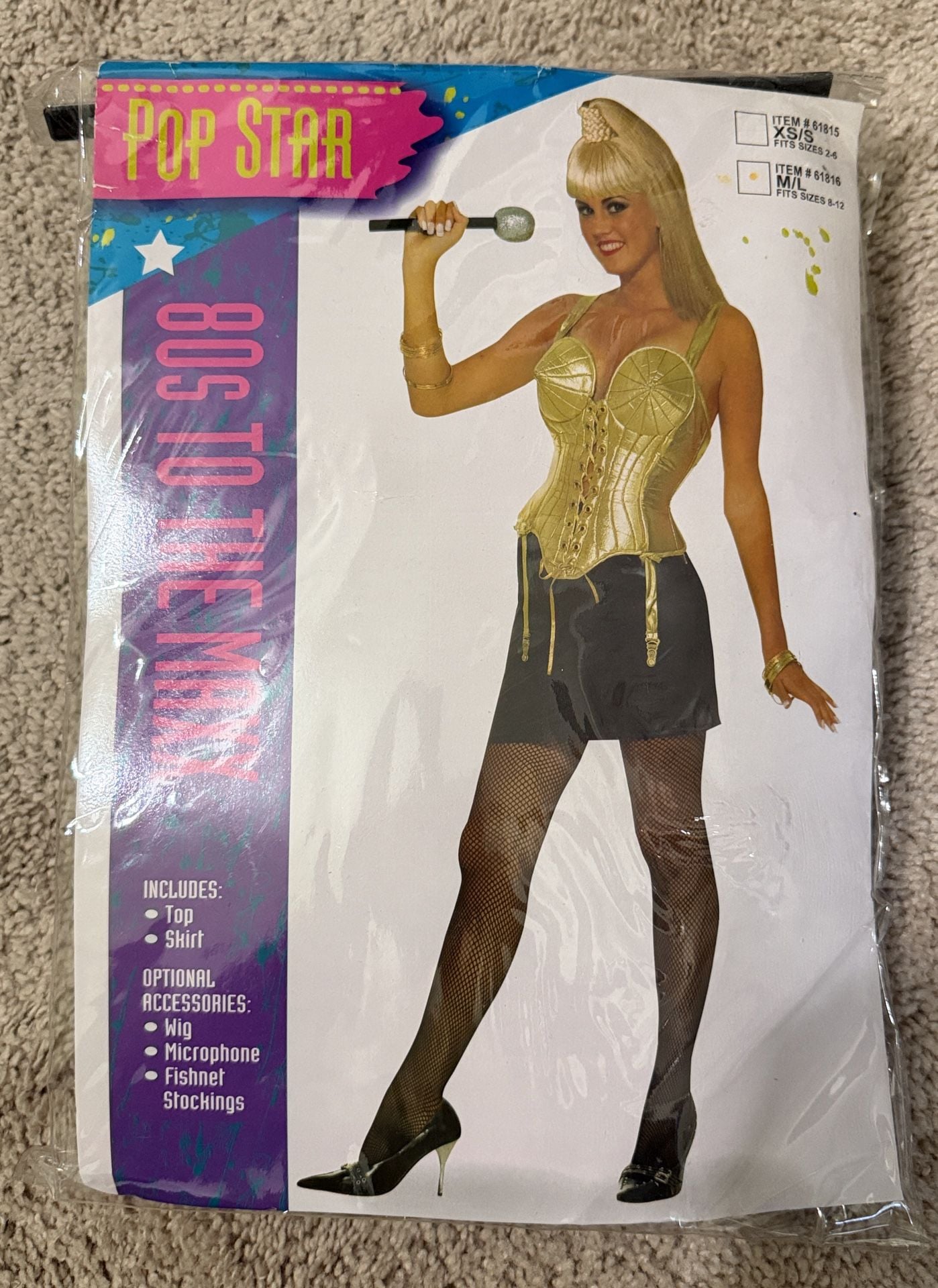 Halloween Pop Star 80s To The Max Costume Size M/L Gold Top Black Skirt 1