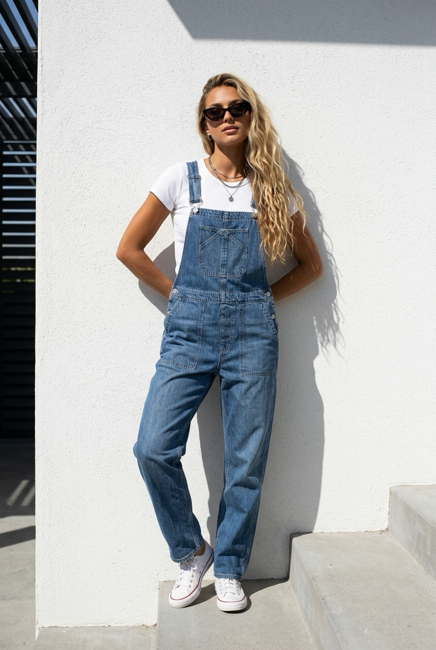 Gap Denim Overalls Size M Blue Cotton Straight Leg 3