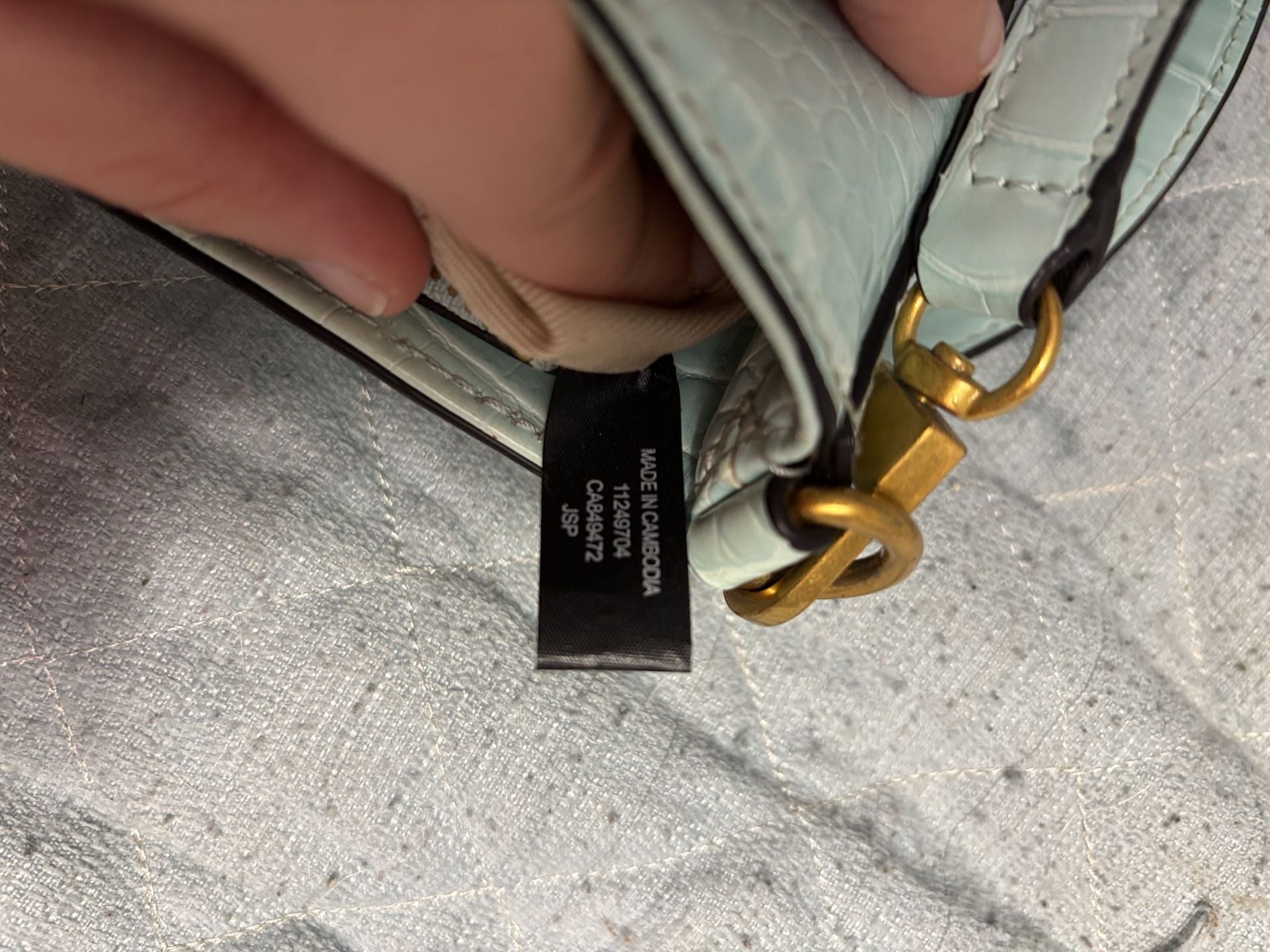 Guess Light Blue Croc Embossed Shoulder Bag Chain Strap 11