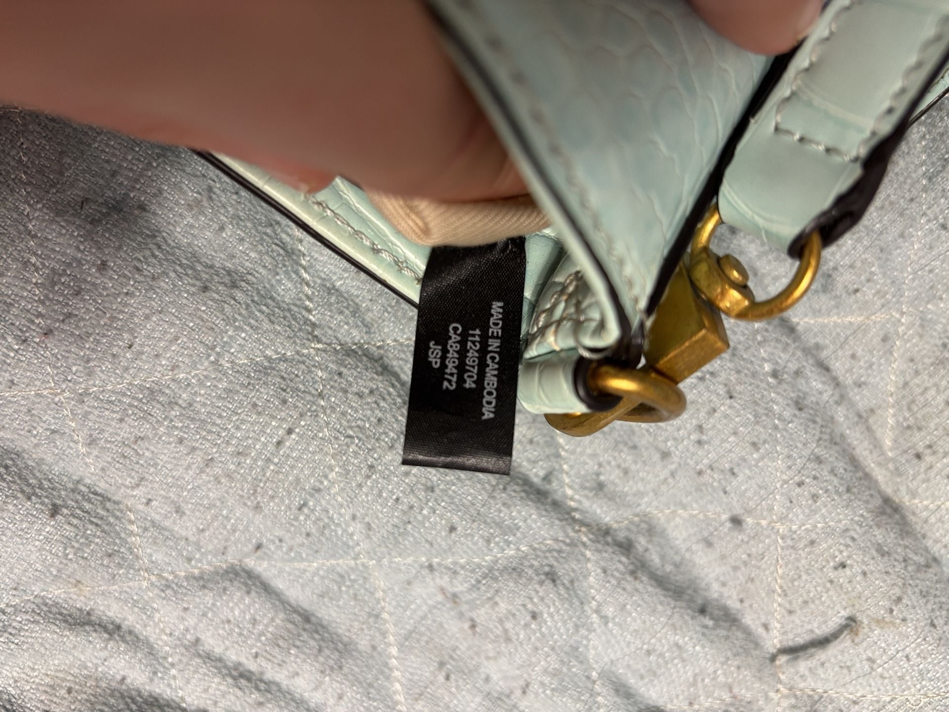 Guess Light Blue Croc Embossed Shoulder Bag Chain Strap 12