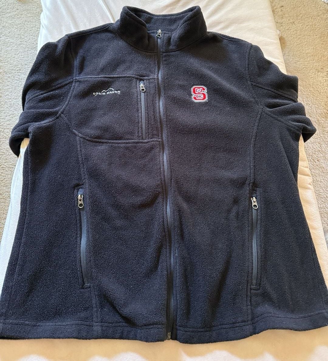 Eddie Bauer NC State Wolfpack Fleece Jacket Black Size L 7