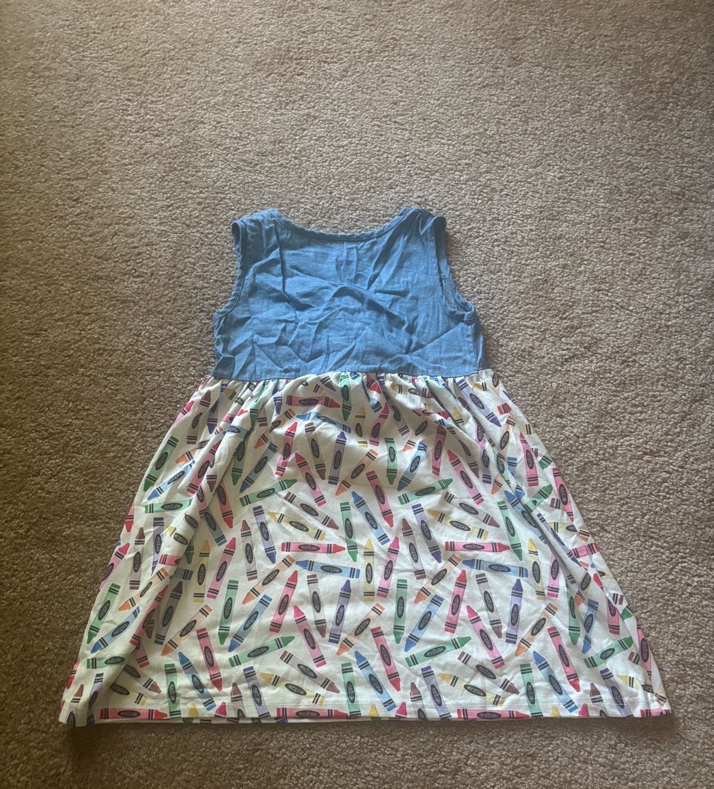 Denim Top Crayon Print Dress 3