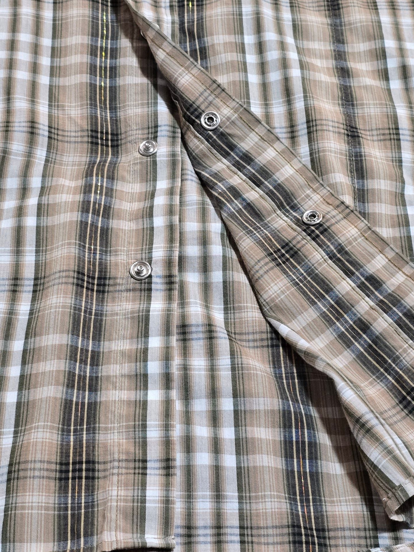A.C. Avalon Western Plaid Short Sleeve Shirt Tan 3