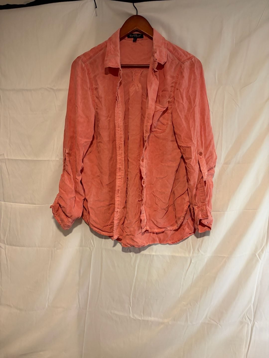 Velvet Heart Button-Down Shirt Size XL Pink Tencel Long Sleeve 1