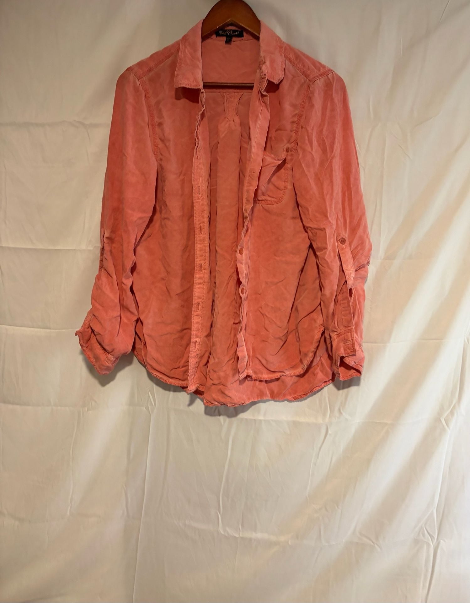 Velvet Heart Button-Down Shirt Size XL Pink Tencel Long Sleeve 3