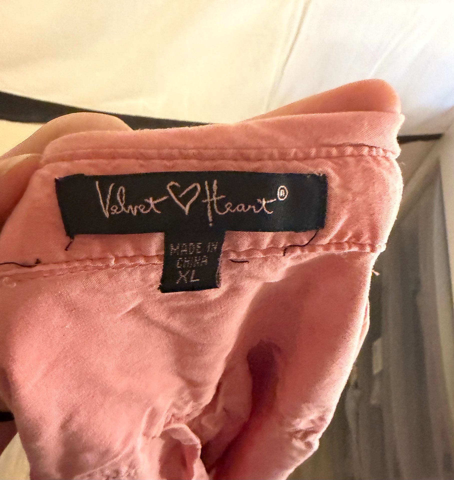 Velvet Heart Button-Down Shirt Size XL Pink Tencel Long Sleeve 4