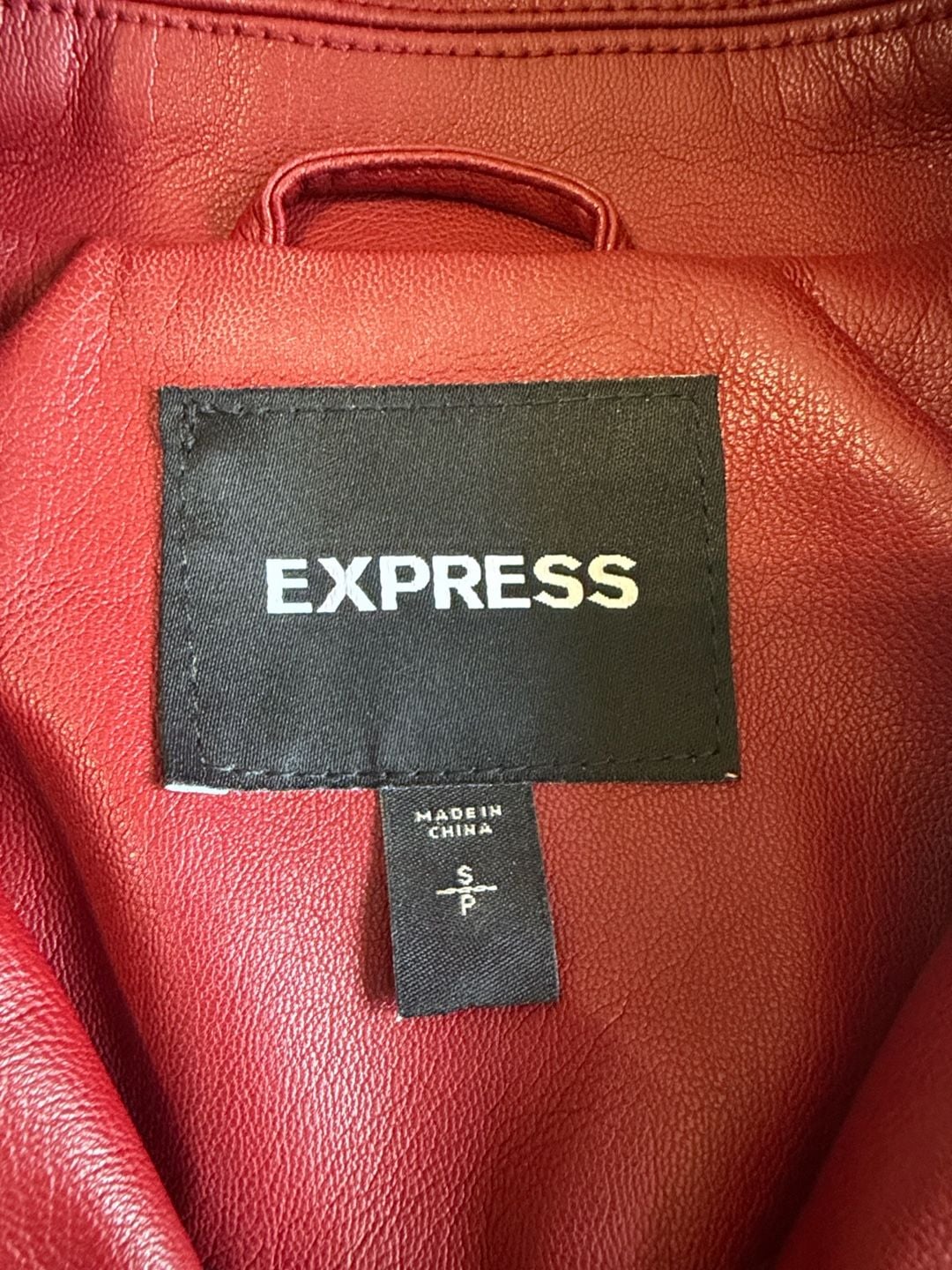 Express Faux Leather Moto Jacket Size S Red Biker Zip Up 5