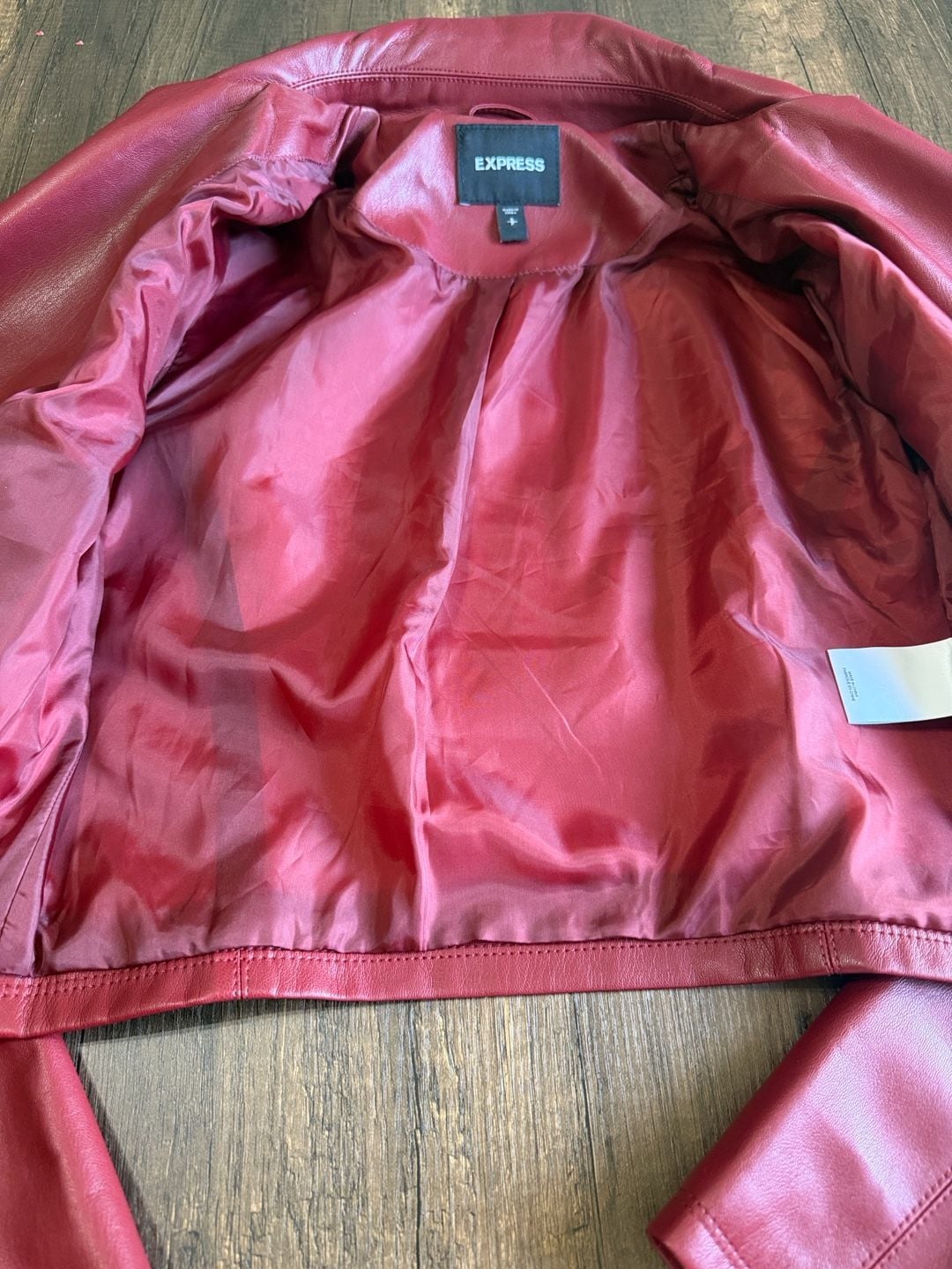 Express Faux Leather Moto Jacket Size S Red Biker Zip Up 6