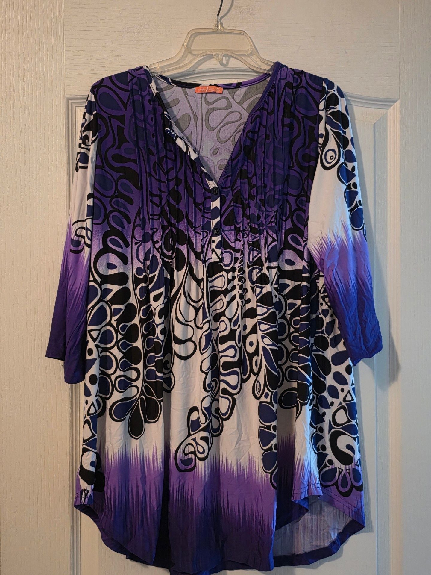 Simply Aster Tunic Top Shirt Size 4X Purple Black White Abstract Pattern 2