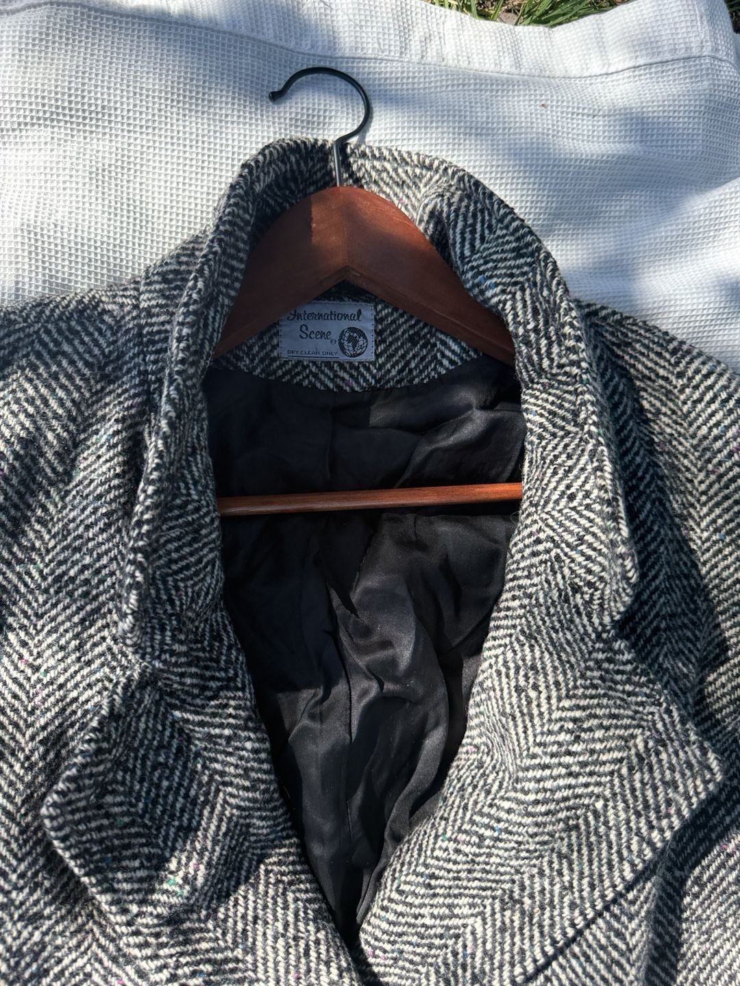 Vintage 90s Academia HerringBone Wool Long Trenchcoat 5